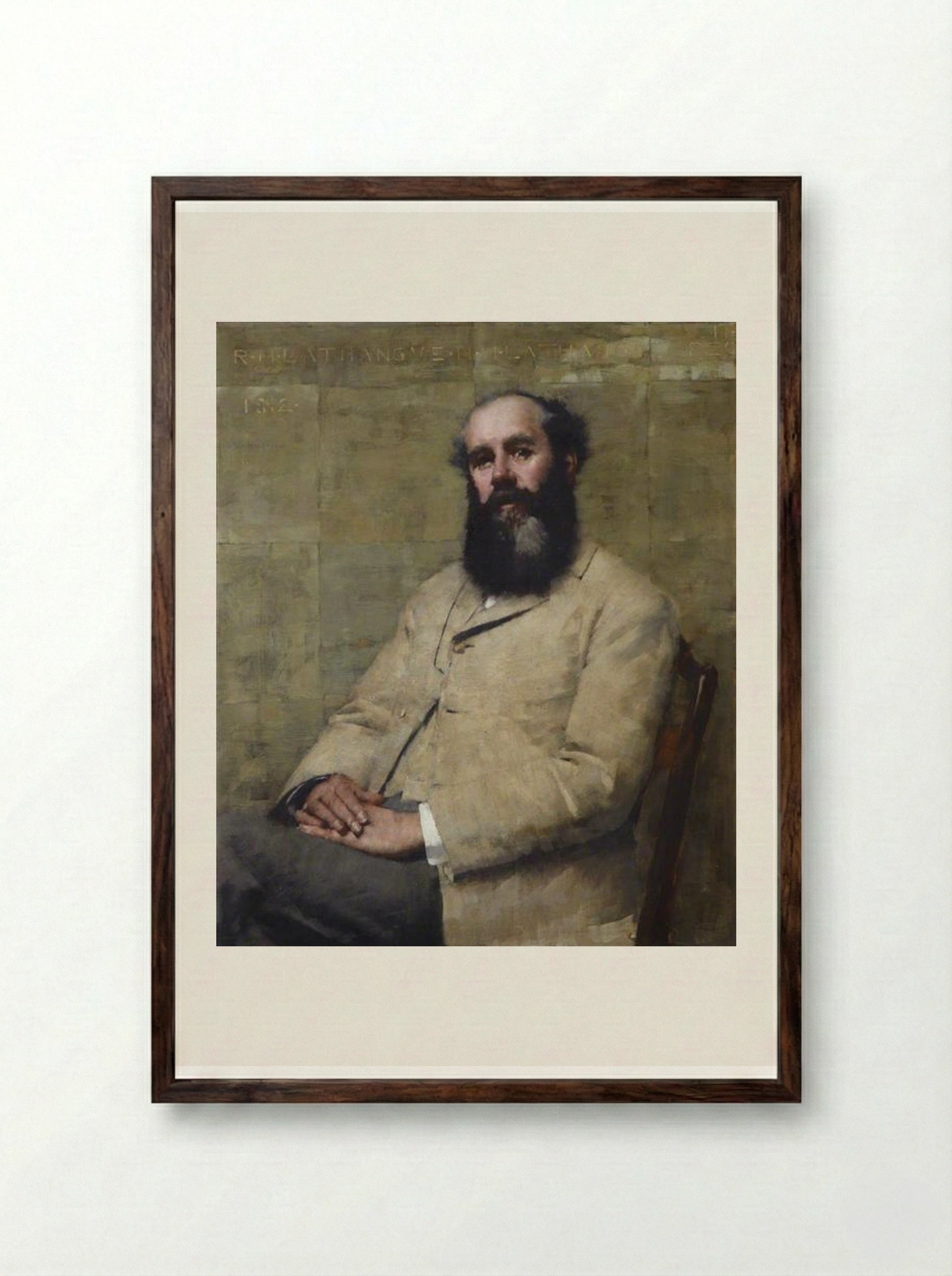 Portrait of the Artist's Father - Henry Herbert La Thangue - Framed Print Dark Wood