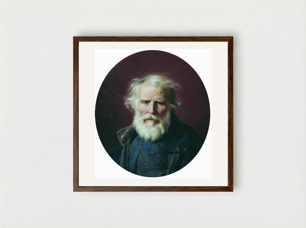 Portrait of the Artist's Father - Fyodor Bronnikov - Framed Print Dark Wood