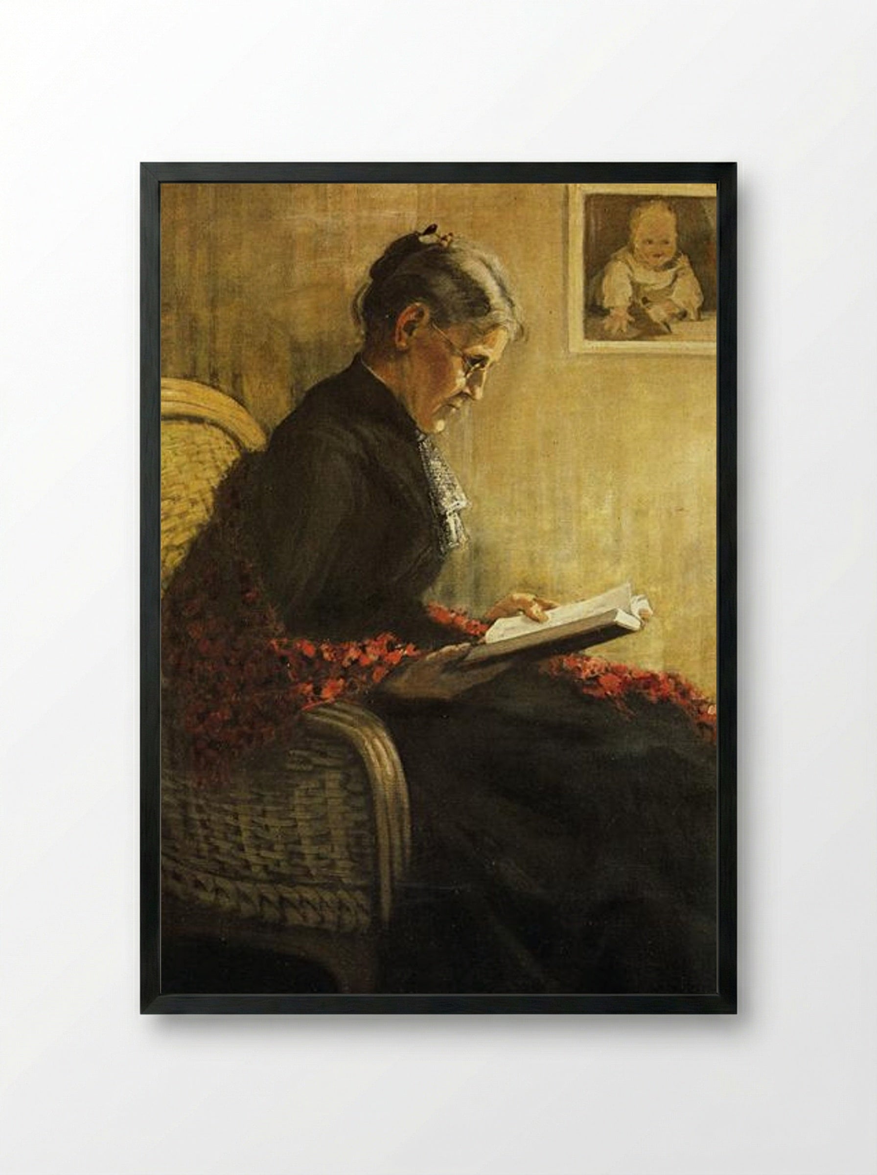 Portrait of the Artist's Mother - Franz Marc - Framed Print Black