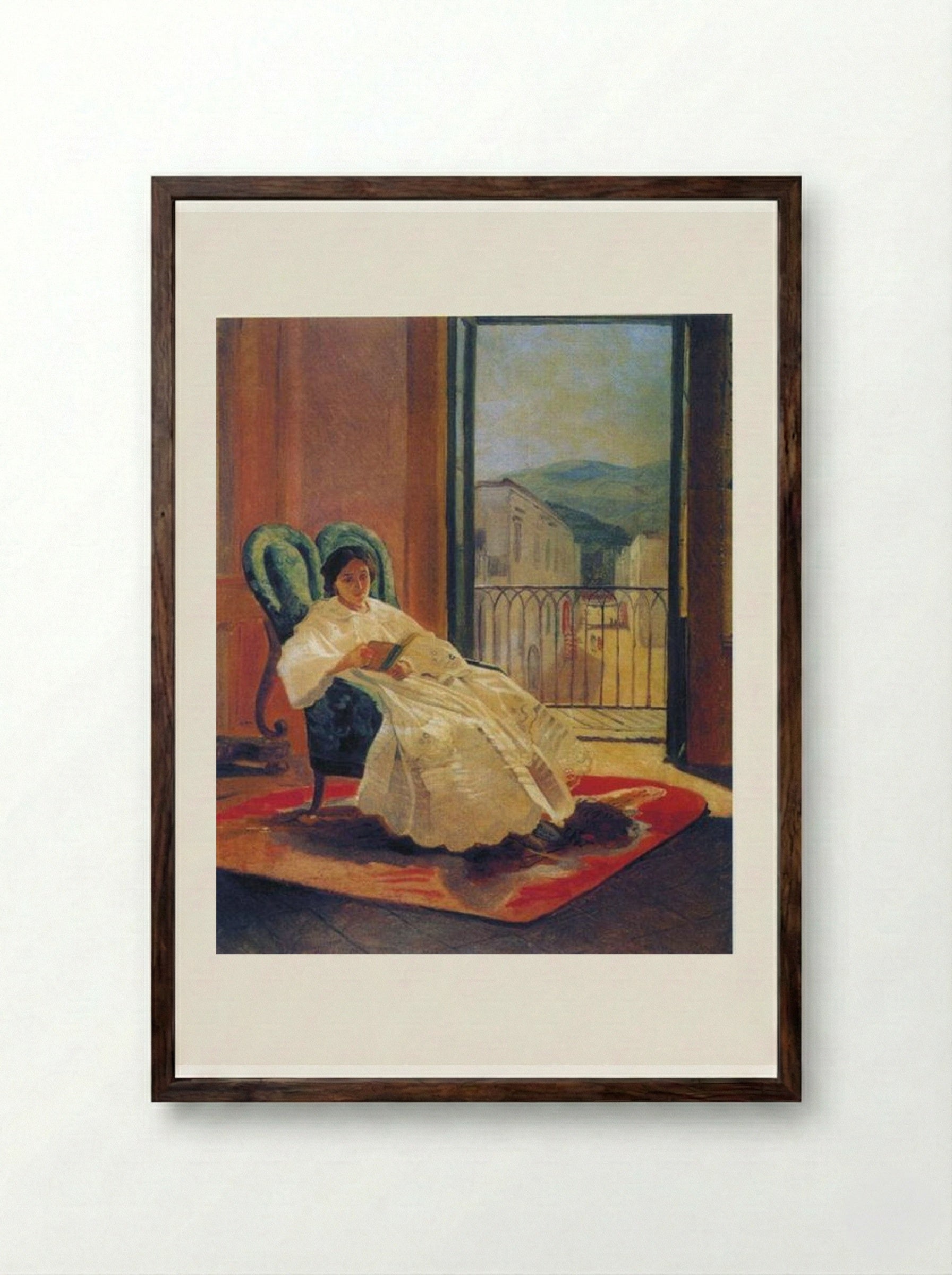 Portrait of the Artist's Wife Anna Ge - Nikolai Ge - Framed Print Dark Wood