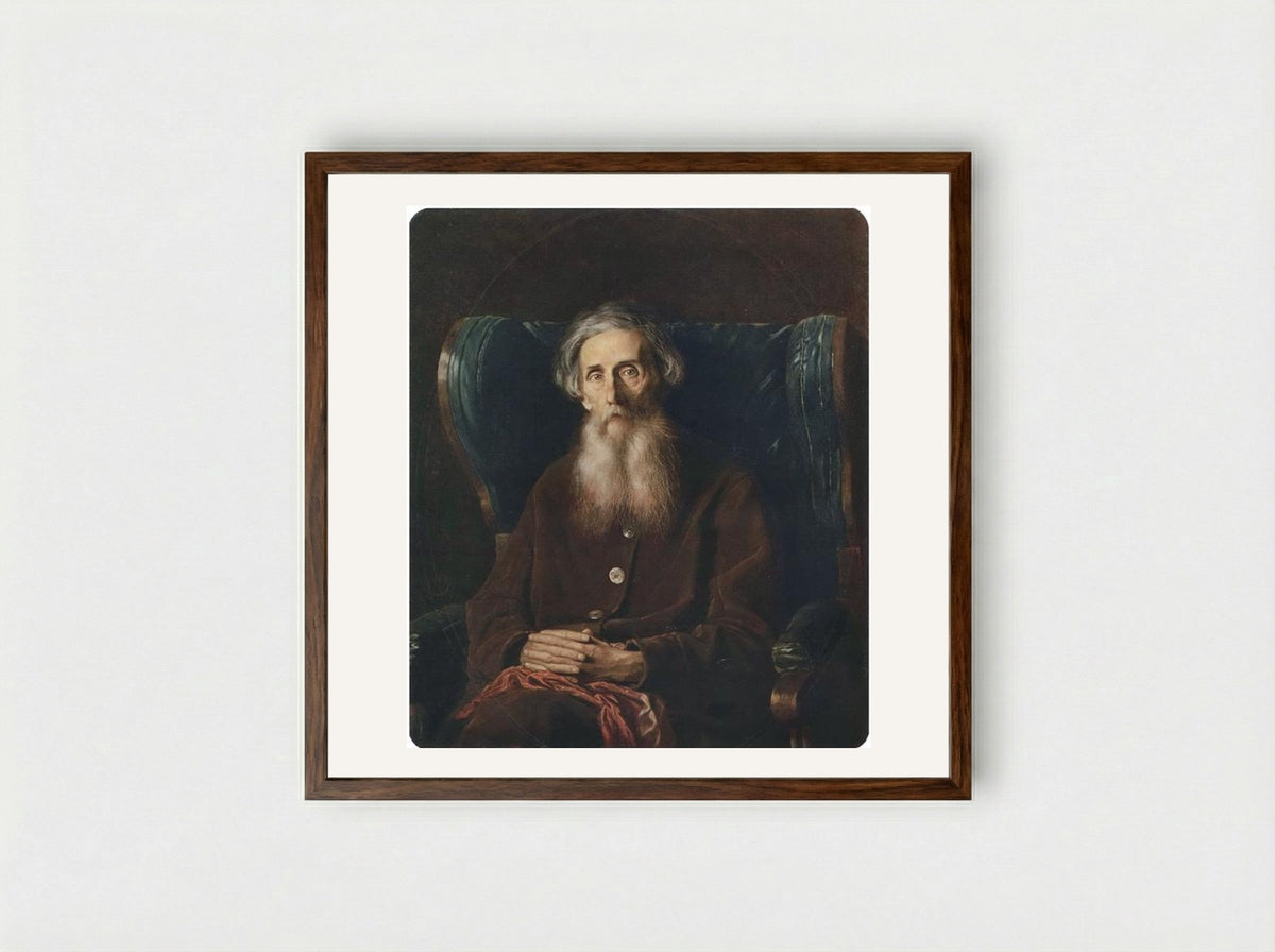 Portrait of the Author Vladimir Dahl - Vasily Perov - Framed Print Dark Wood