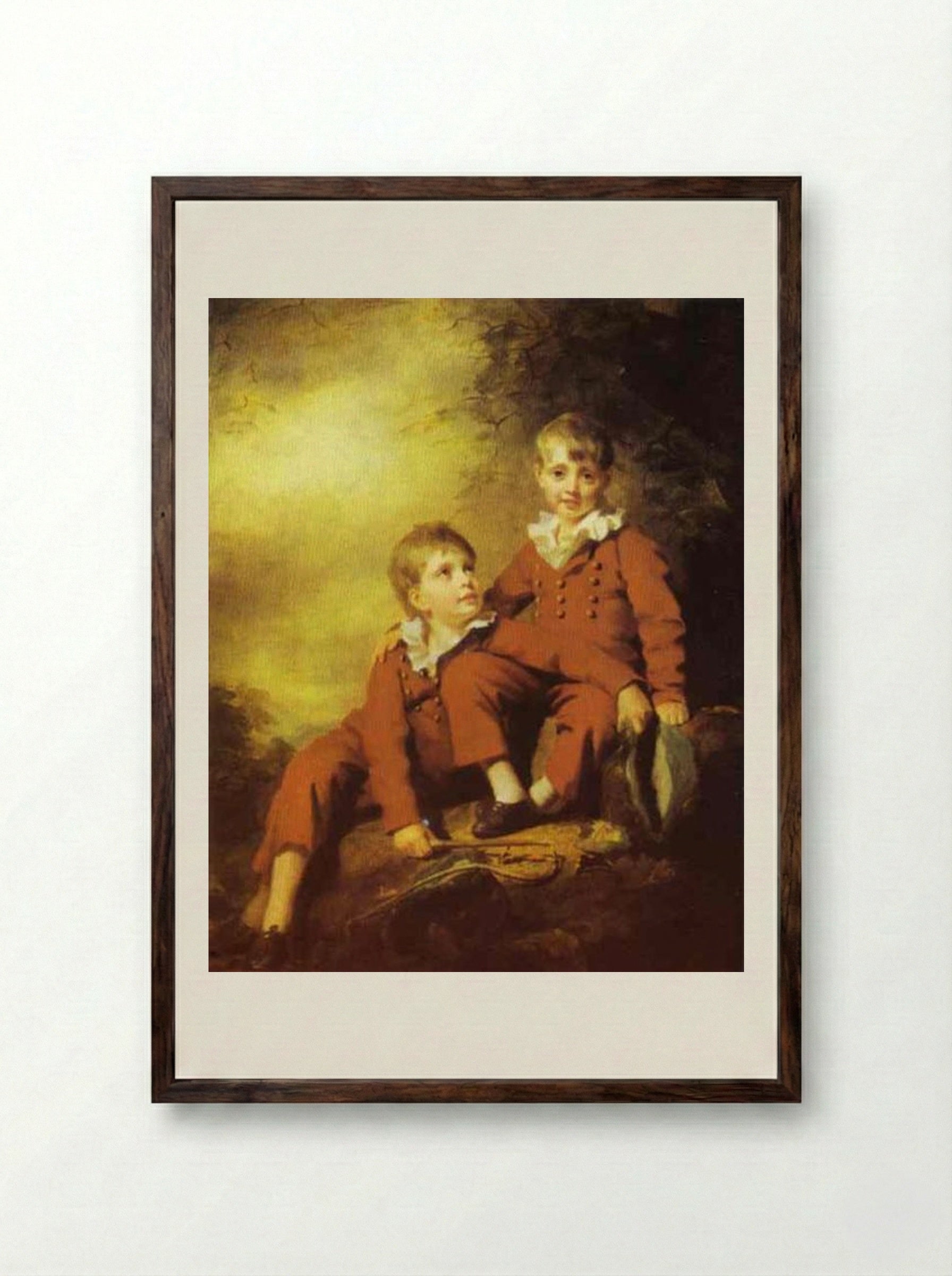 Portrait of the Binning Children - Henry Raeburn - Framed Print Dark Wood