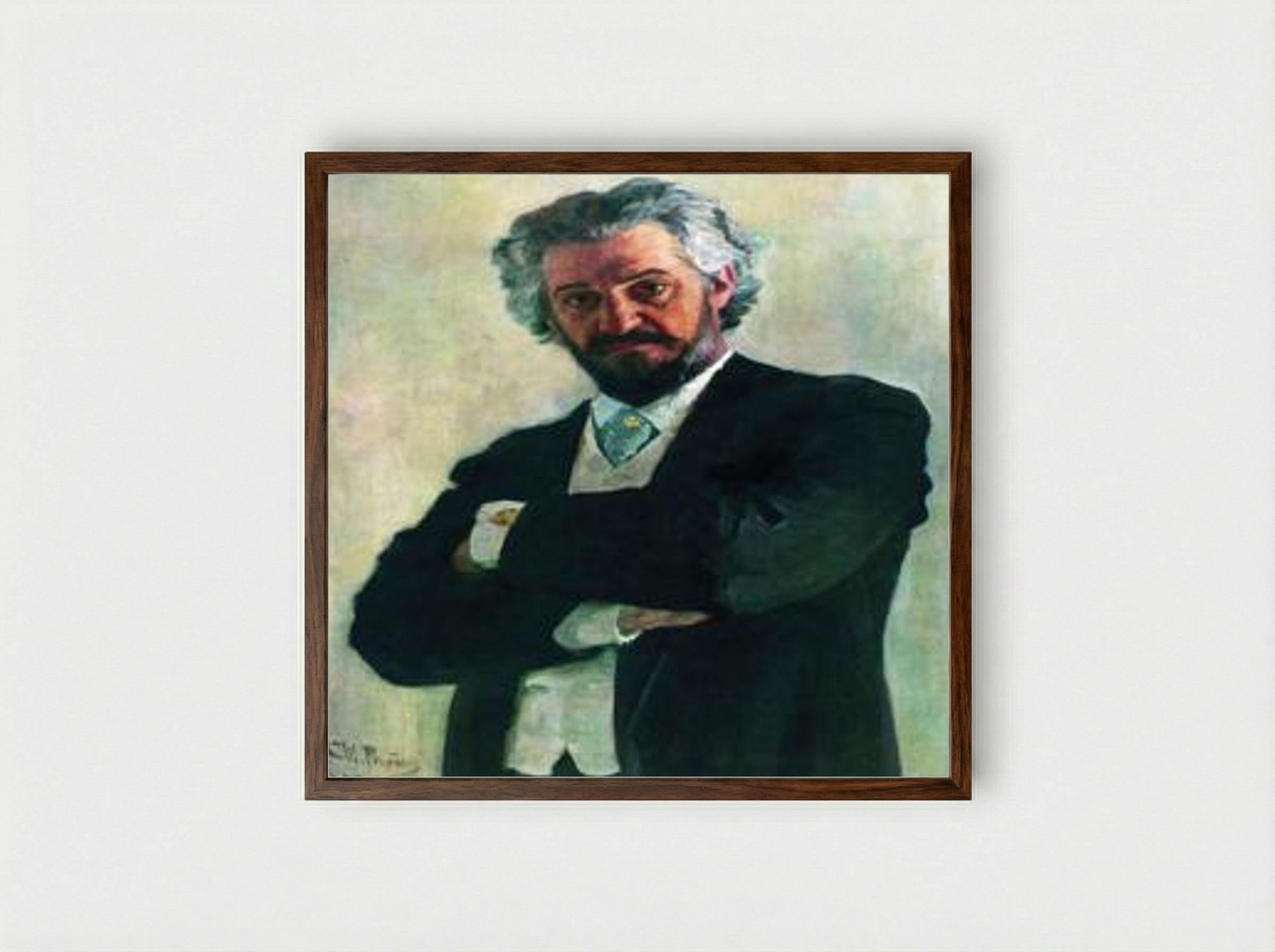 Portrait of the Cellist Alexander Verzhbilovich - Ilya Repin - Framed Print Dark Wood