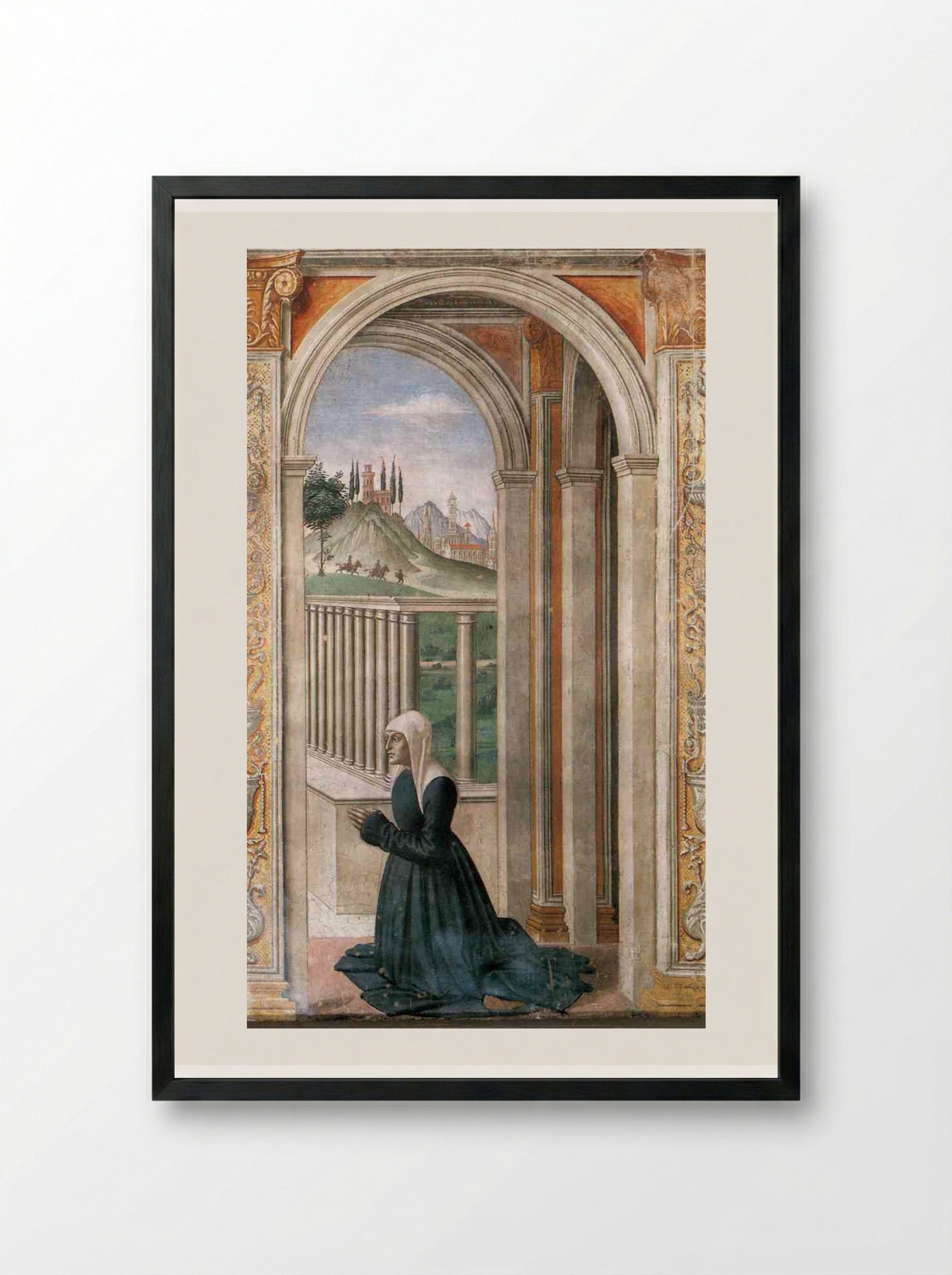 Portrait of the Donor Francesca Pitti Tornabuoni - Domenico Ghirlandaio - Framed Print Black