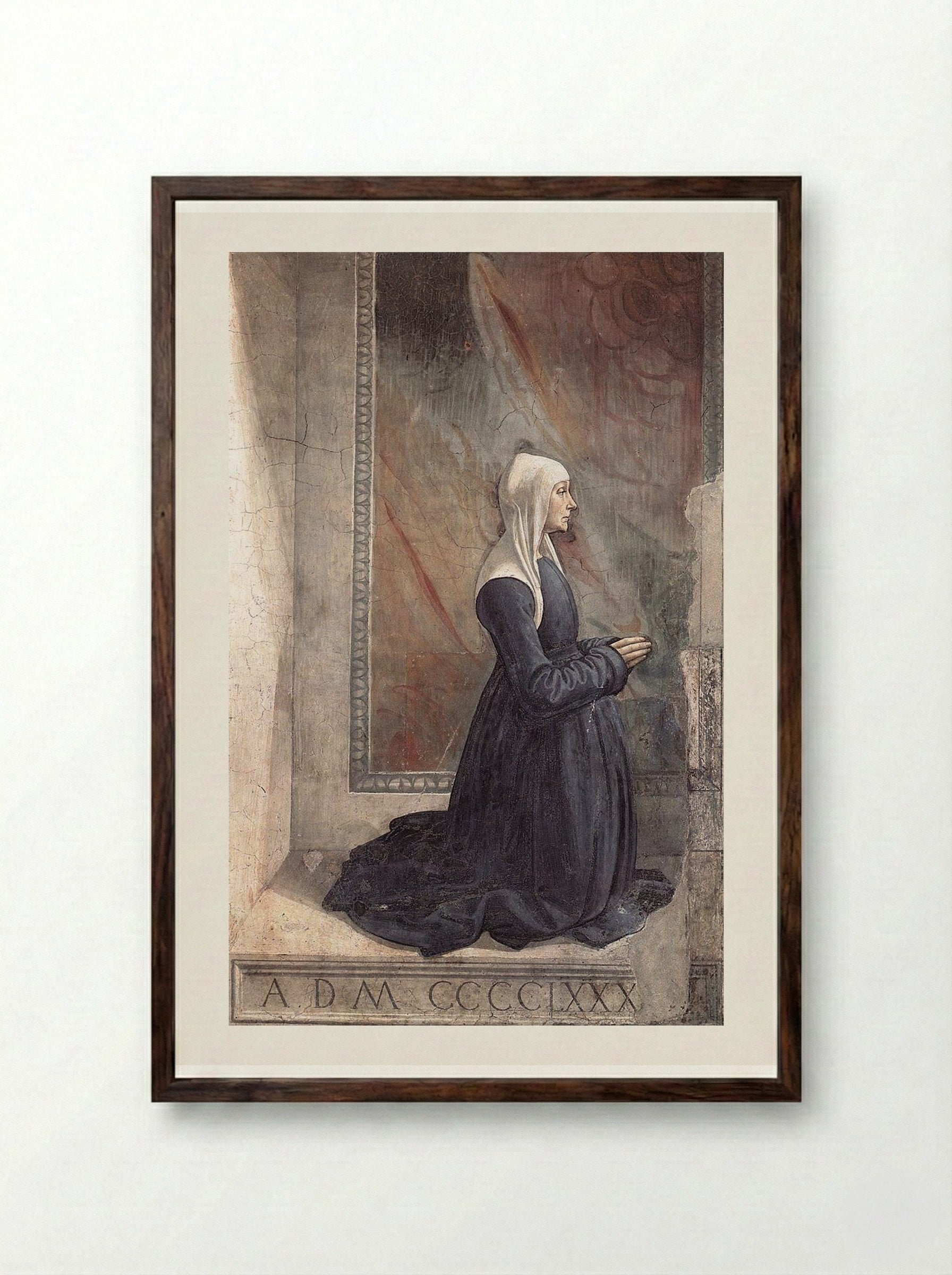 Portrait of the Donor Nera Corsi Sassetti - Domenico Ghirlandaio - Framed Print Dark Wood