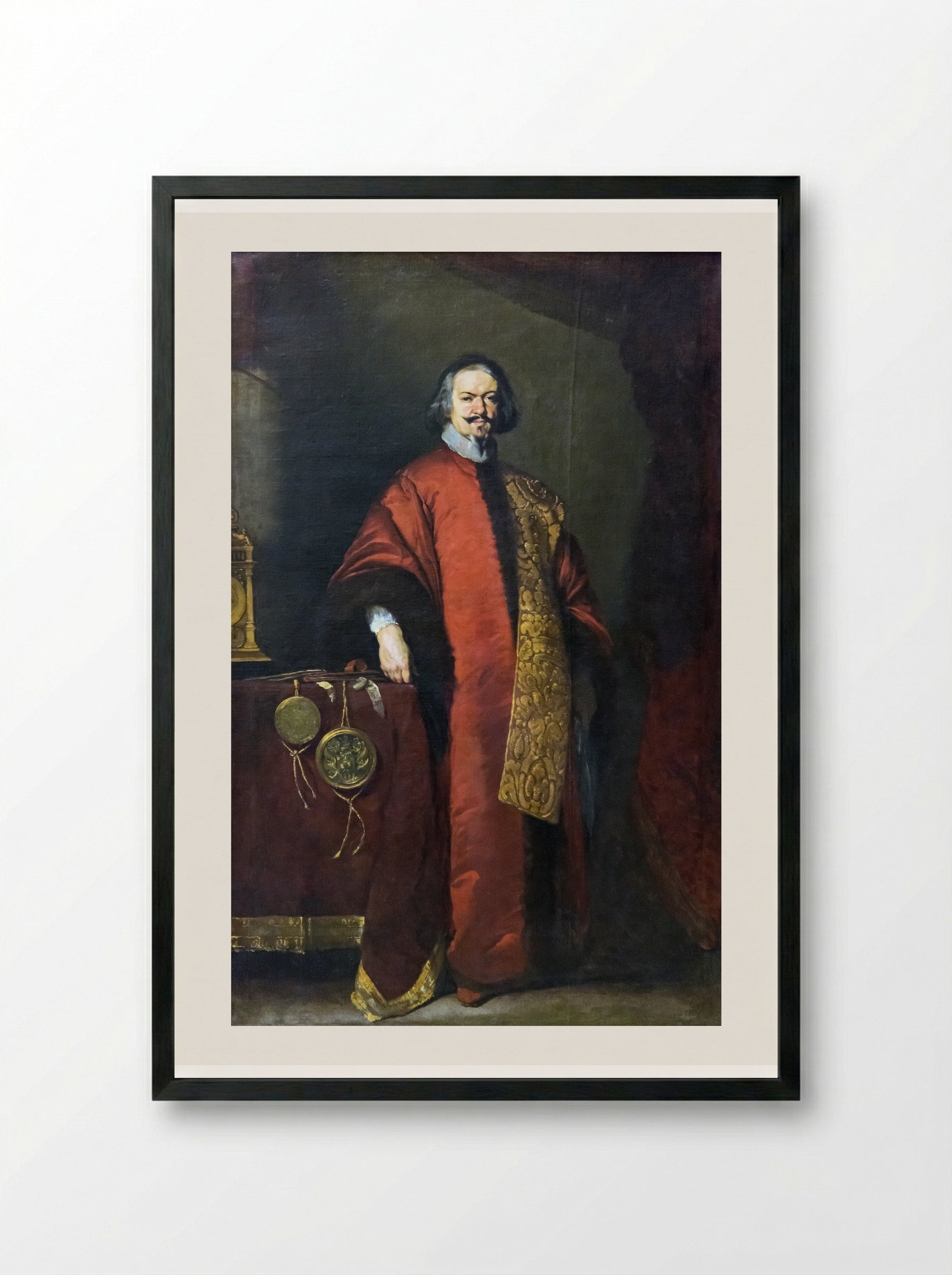 Portrait of the Knight Giovanni Grimani - Bernardo Strozzi - Framed Print Black