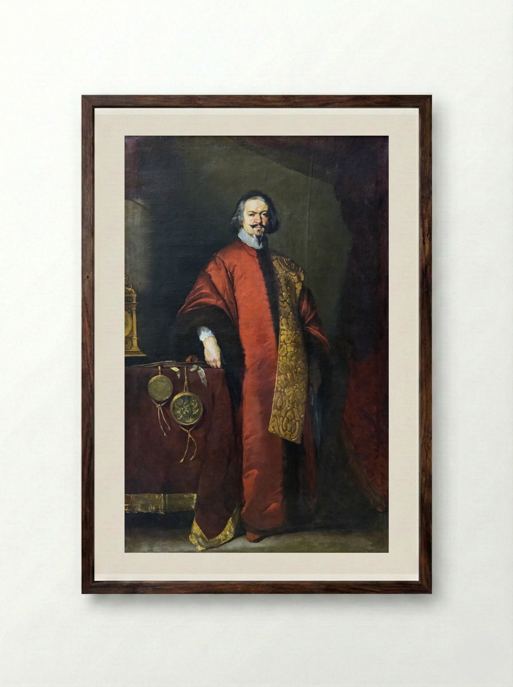 Portrait of the Knight Giovanni Grimani - Bernardo Strozzi - Framed Print Dark Wood