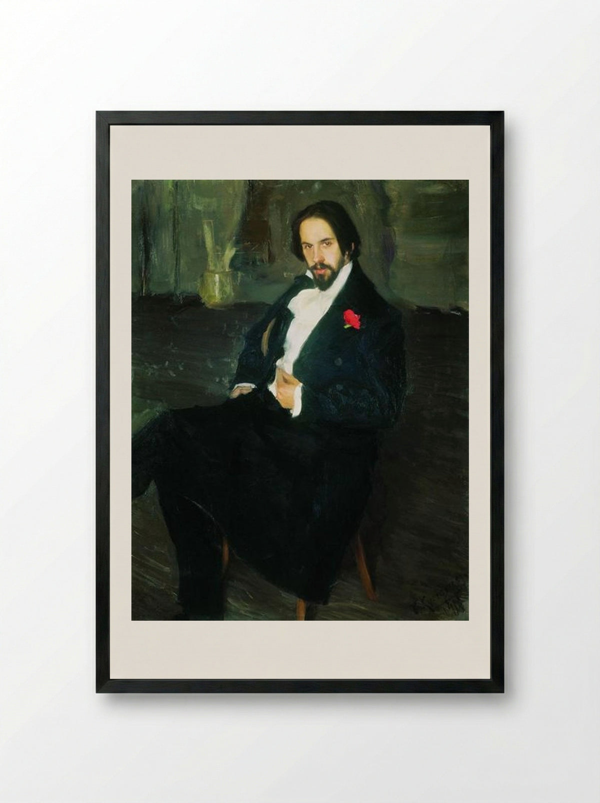 Portrait of the Painter Ivan Bilibin - Boris Kustodiev - Framed Print Black