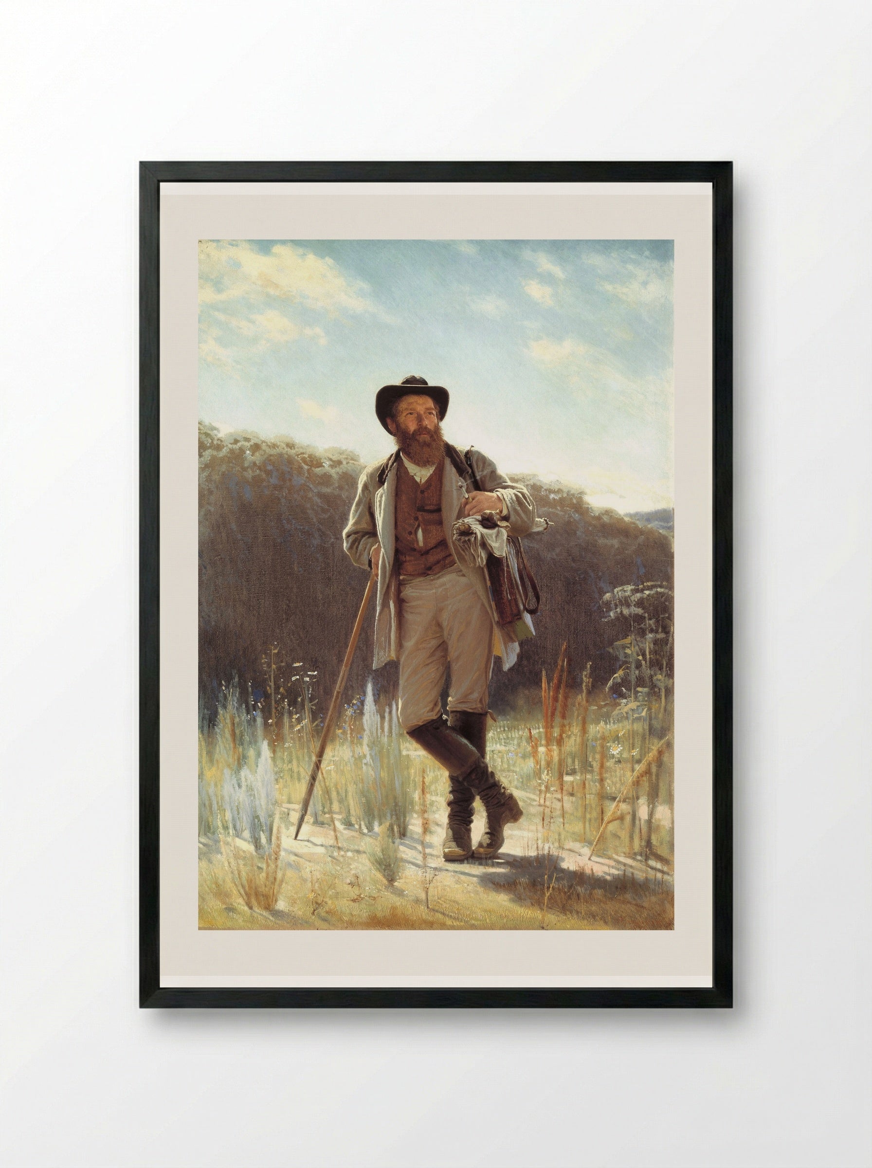 Portrait of the Painter Ivan Shishkin - Ivan Kramskoy - Framed Print Black