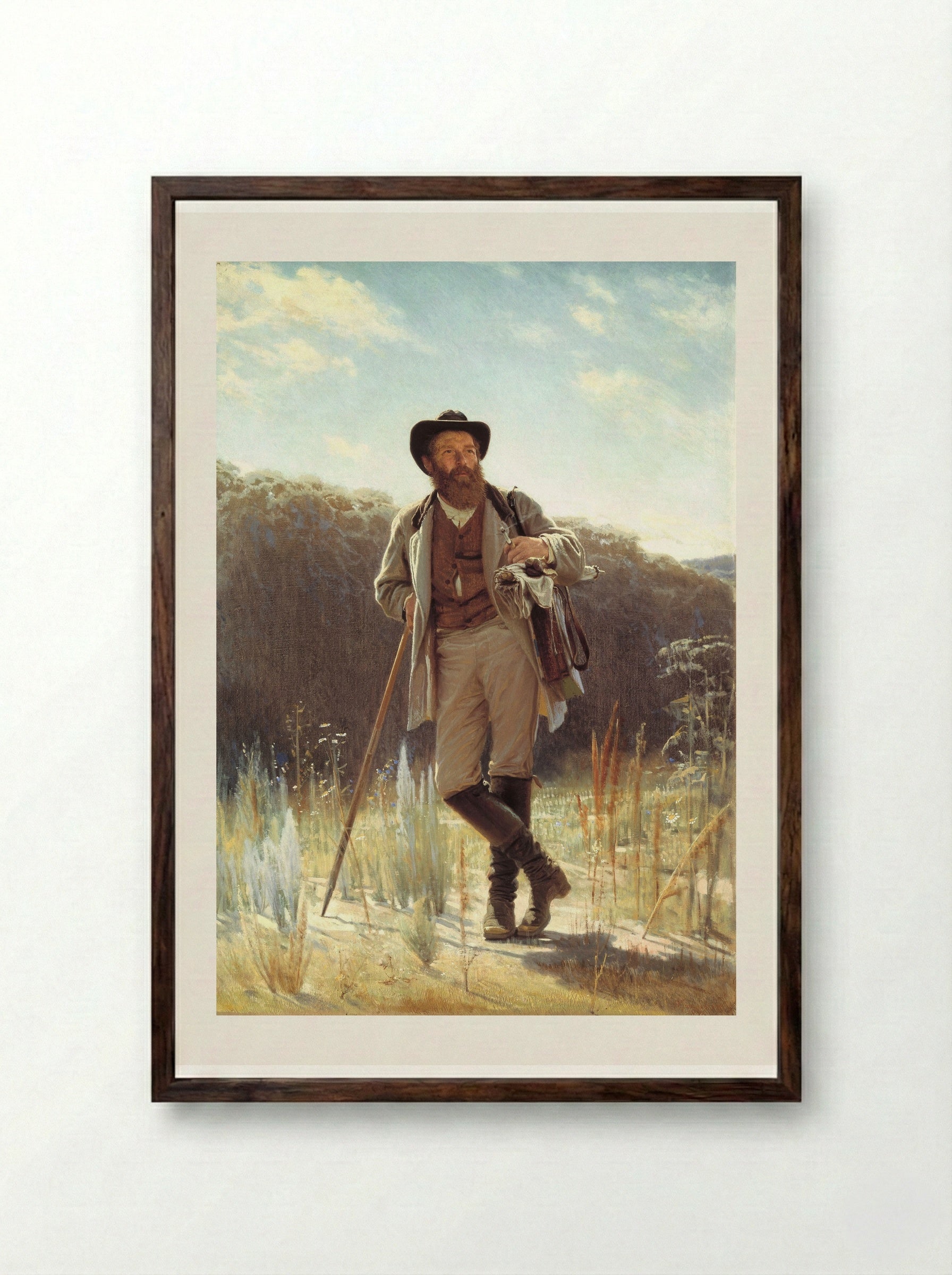 Portrait of the Painter Ivan Shishkin - Ivan Kramskoy - Framed Print Dark Wood