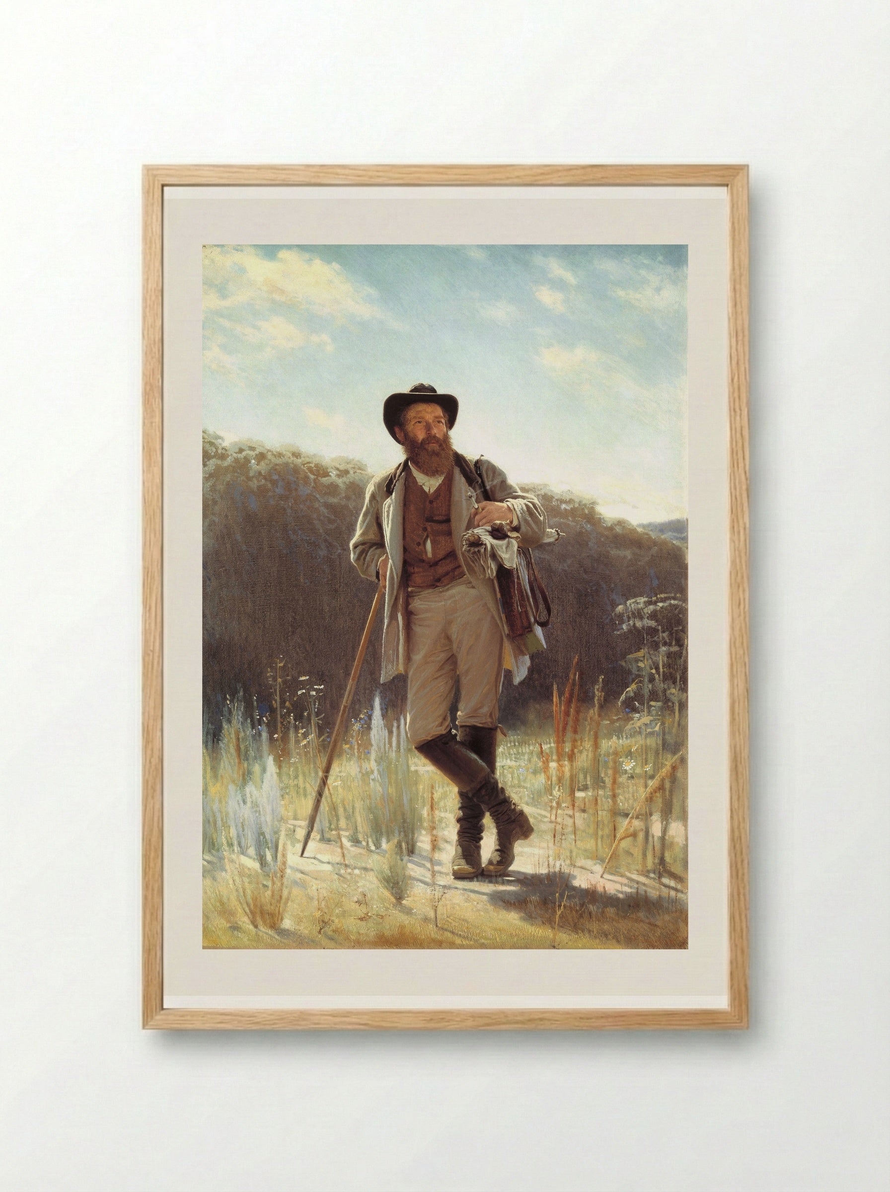 Portrait of the Painter Ivan Shishkin - Ivan Kramskoy - Framed Print Wood