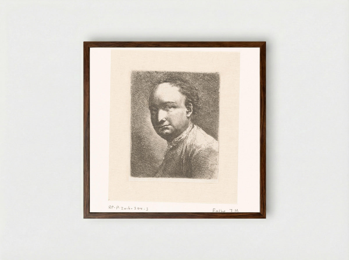 Portrait of the Painter Johann Harper - Joachim Martin Falbe - Framed Print Dark Wood
