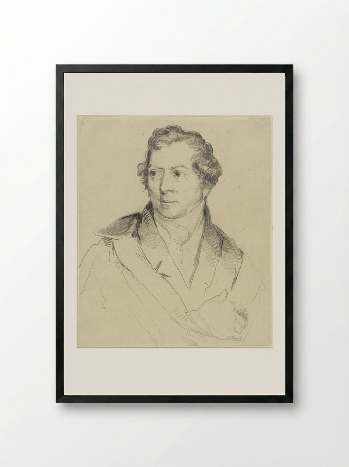 Portrait of the Painter and Etcher Hendrik Voogd - Christiaan Julius Lodewijk Portman - Framed Print Black
