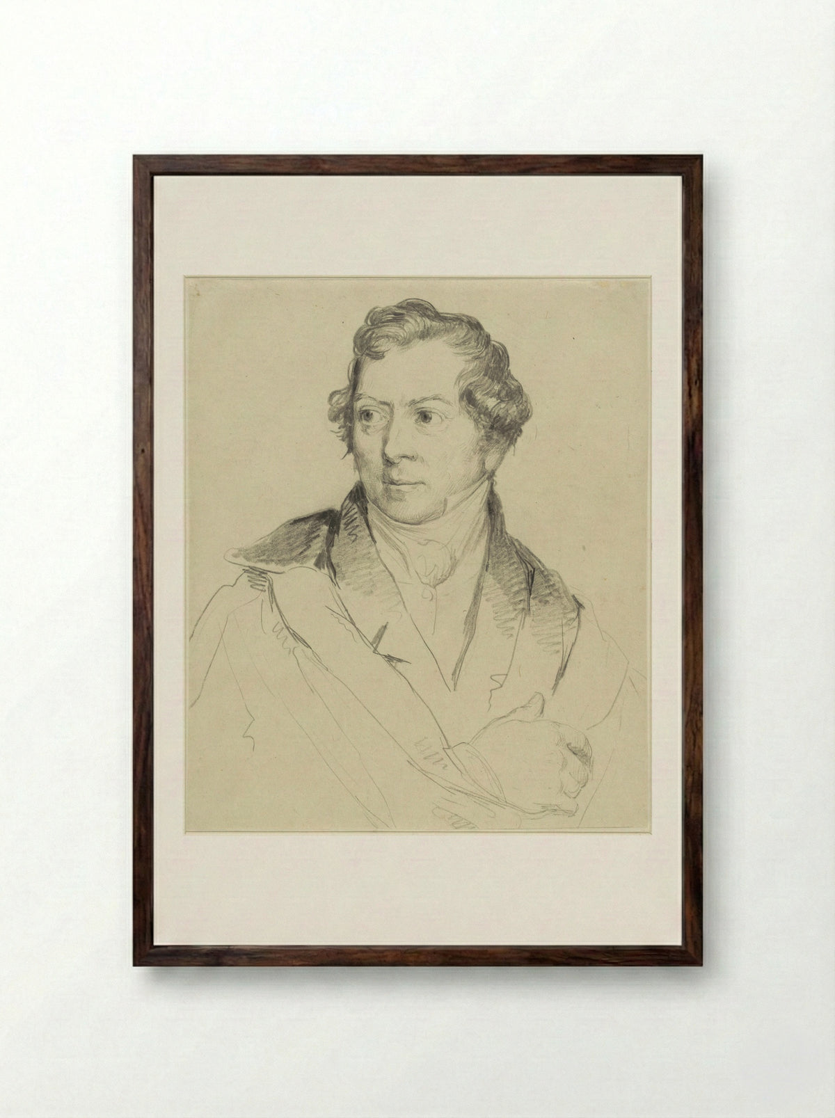 Portrait of the Painter and Etcher Hendrik Voogd - Christiaan Julius Lodewijk Portman - Framed Print Dark Wood