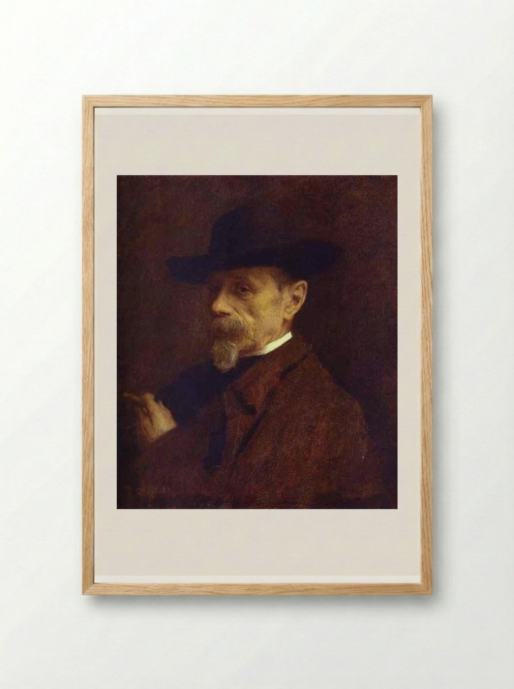 Portrait of the Photographer Andrey Denier - Ivan Kramskoy - Framed Print Wood