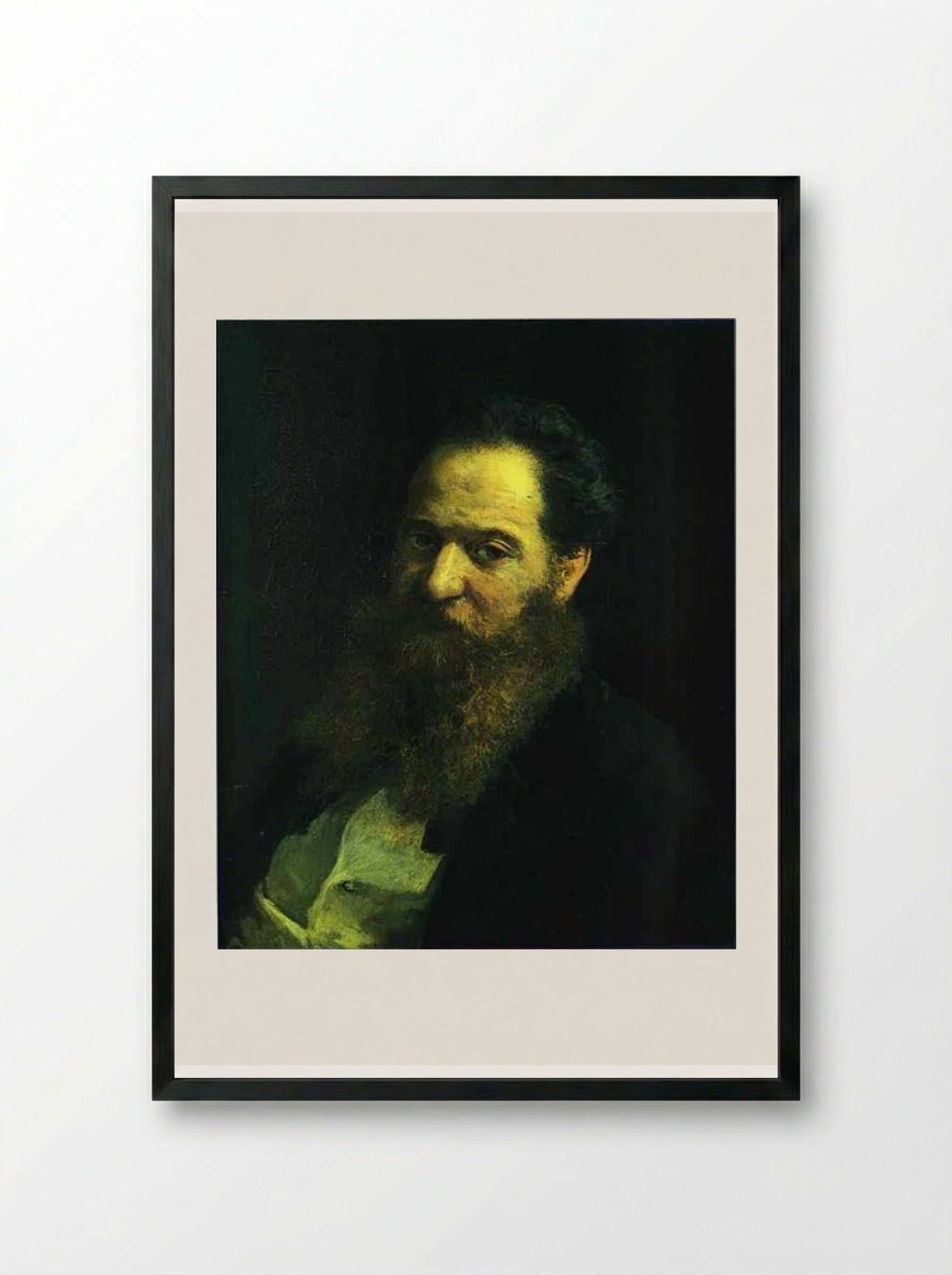 Portrait of the Physiologist Moriz Schiff - Nikolai Ge - Framed Print Black