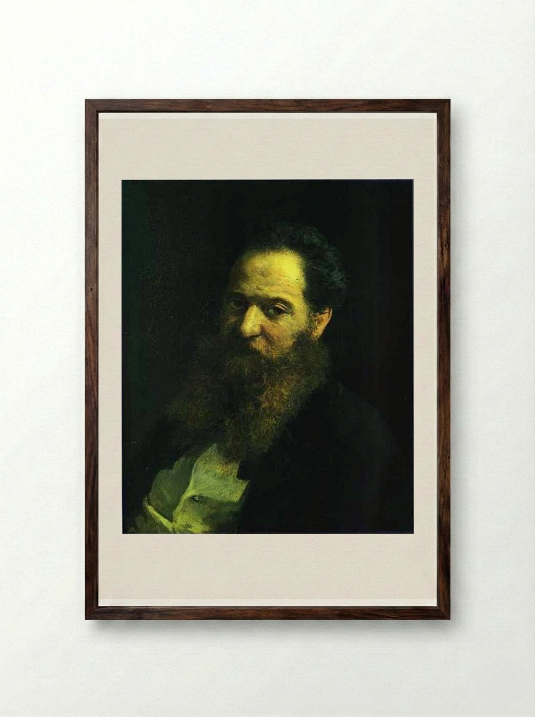 Portrait of the Physiologist Moriz Schiff - Nikolai Ge - Framed Print Dark Wood