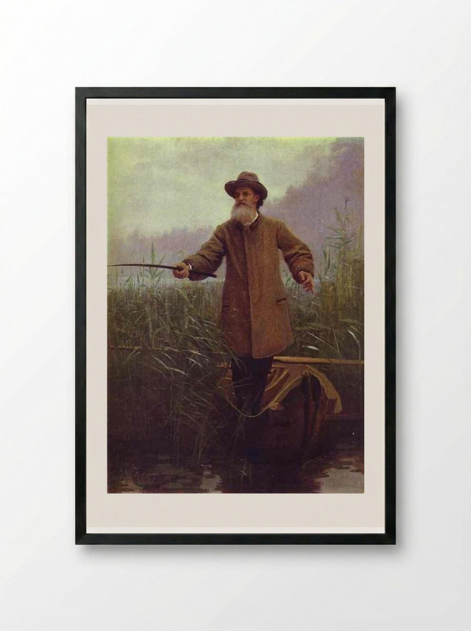 Portrait of the Poet Apollon Nikolaevich Maikov - Ivan Kramskoy - Framed Print Black