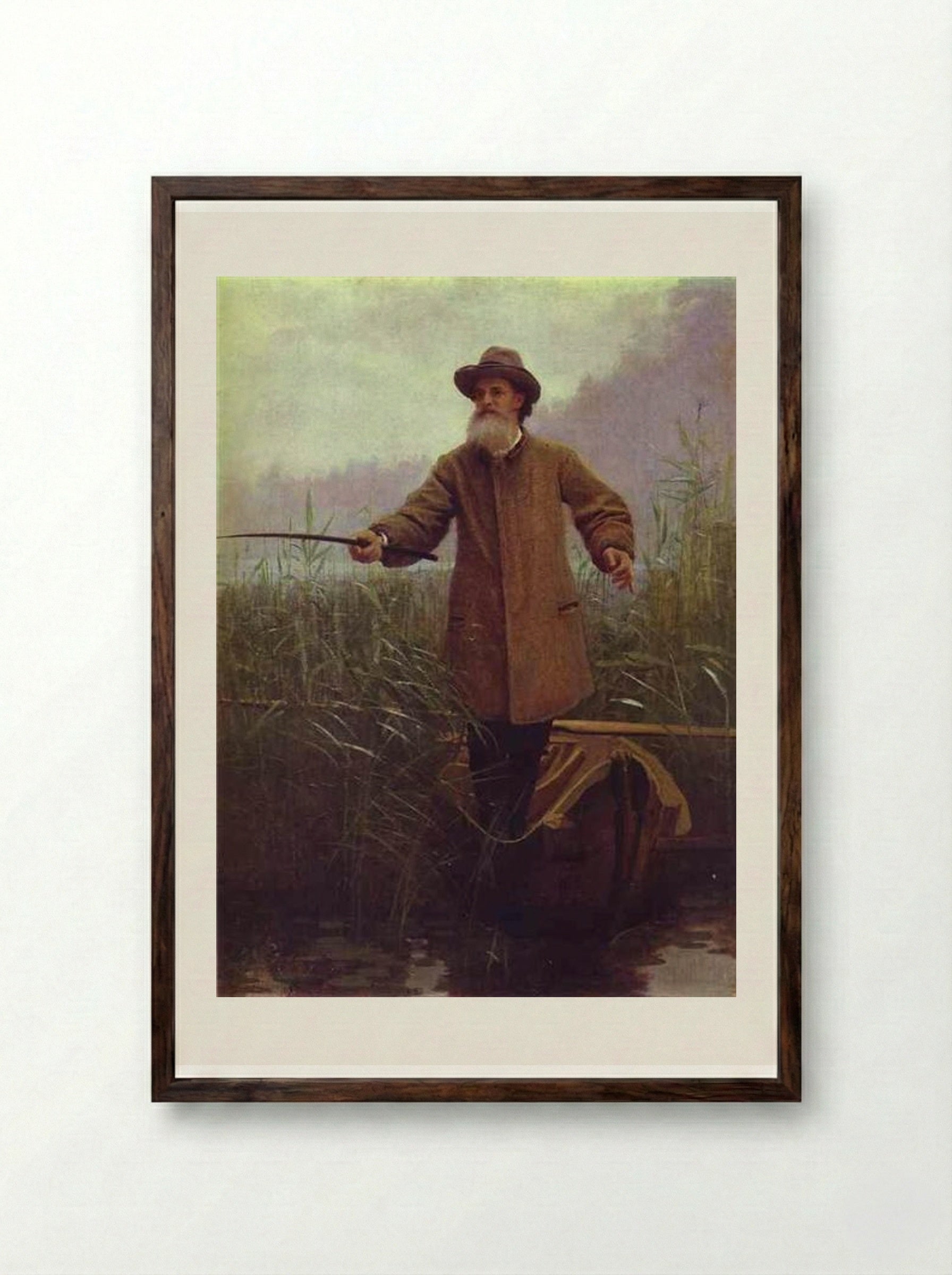 Portrait of the Poet Apollon Nikolaevich Maikov - Ivan Kramskoy - Framed Print Dark Wood
