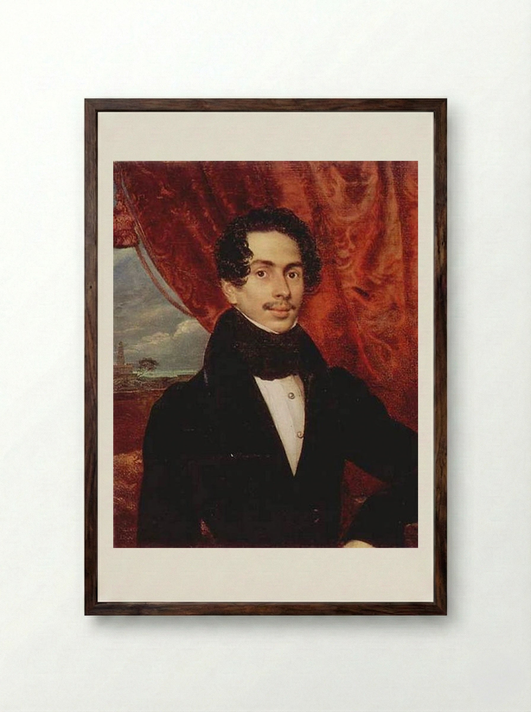 Portrait of the Prince F. A. Golitsyn - Orest Kiprensky - Framed Print Dark Wood