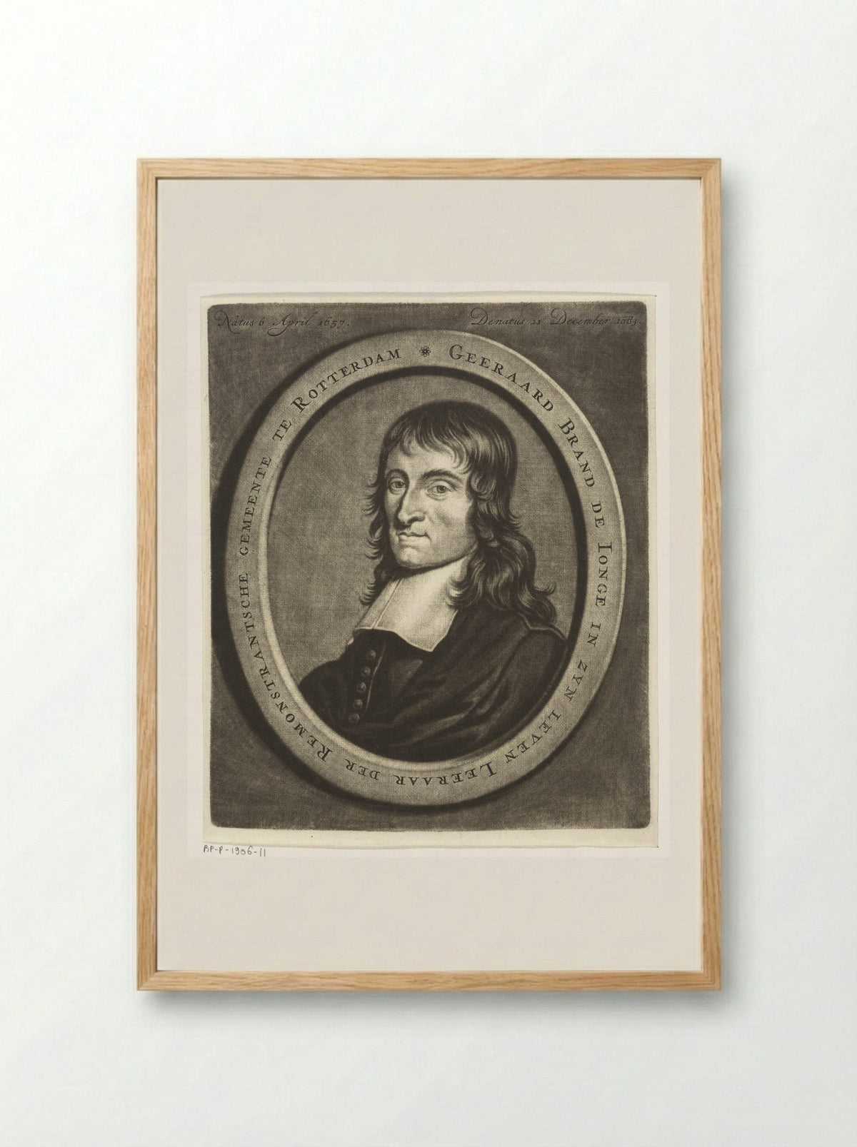 Portrait of the Remonstrant Minister Gerard Brand de Jonge - Christoffel Lubienitzki - Framed Print Wood