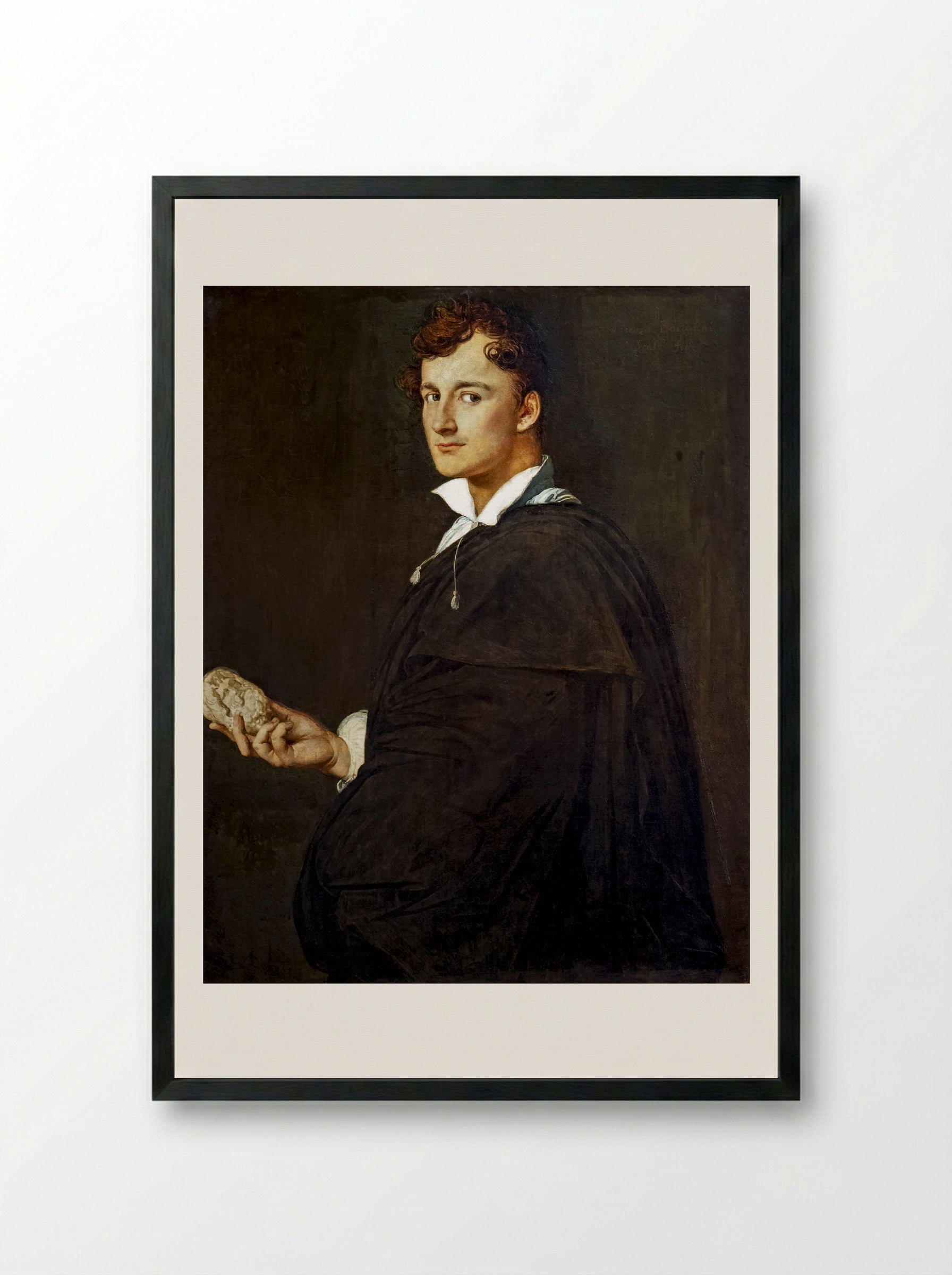 Portrait of the Sculptor Lorenzo Bartolini - Jean Auguste Dominique Ingres - Framed Print Black