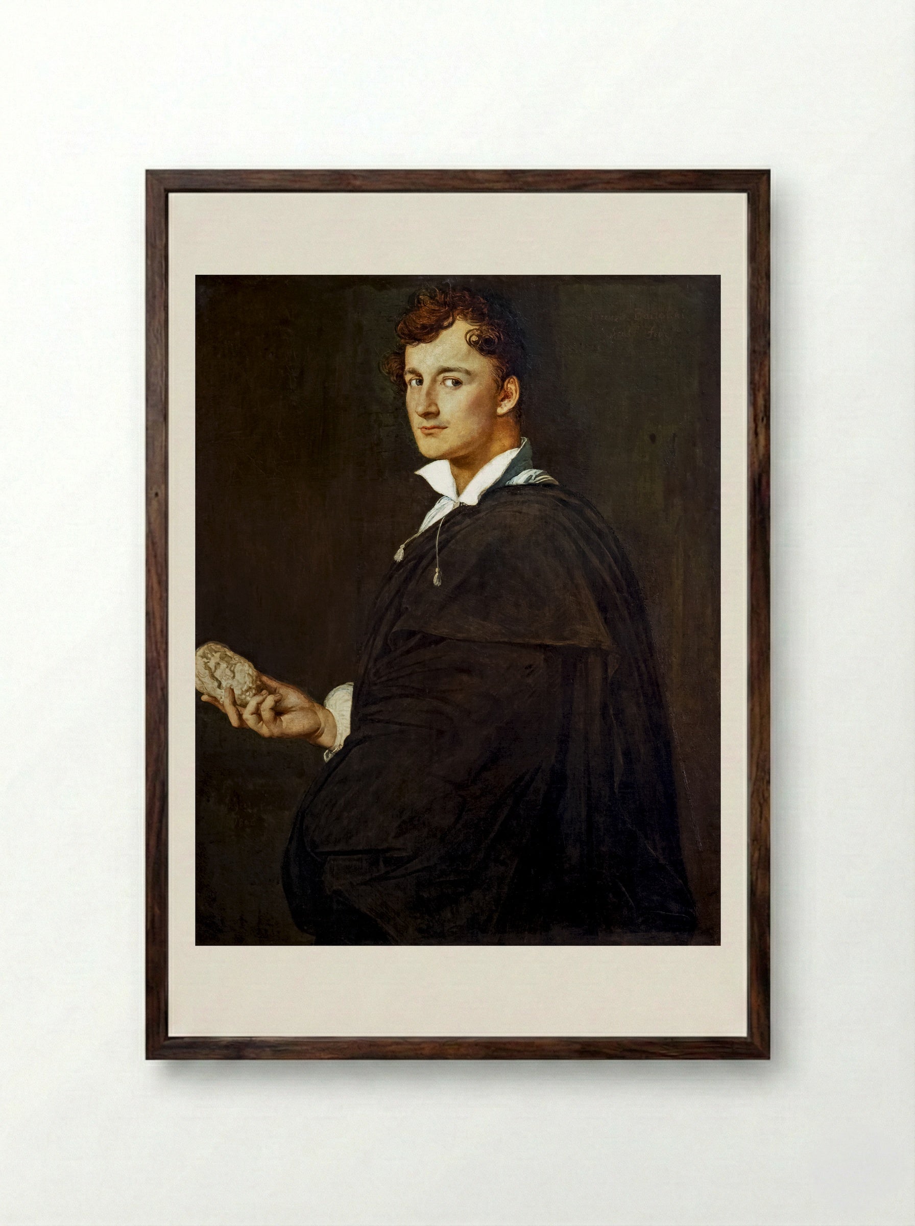 Portrait of the Sculptor Lorenzo Bartolini - Jean Auguste Dominique Ingres - Framed Print Dark Wood