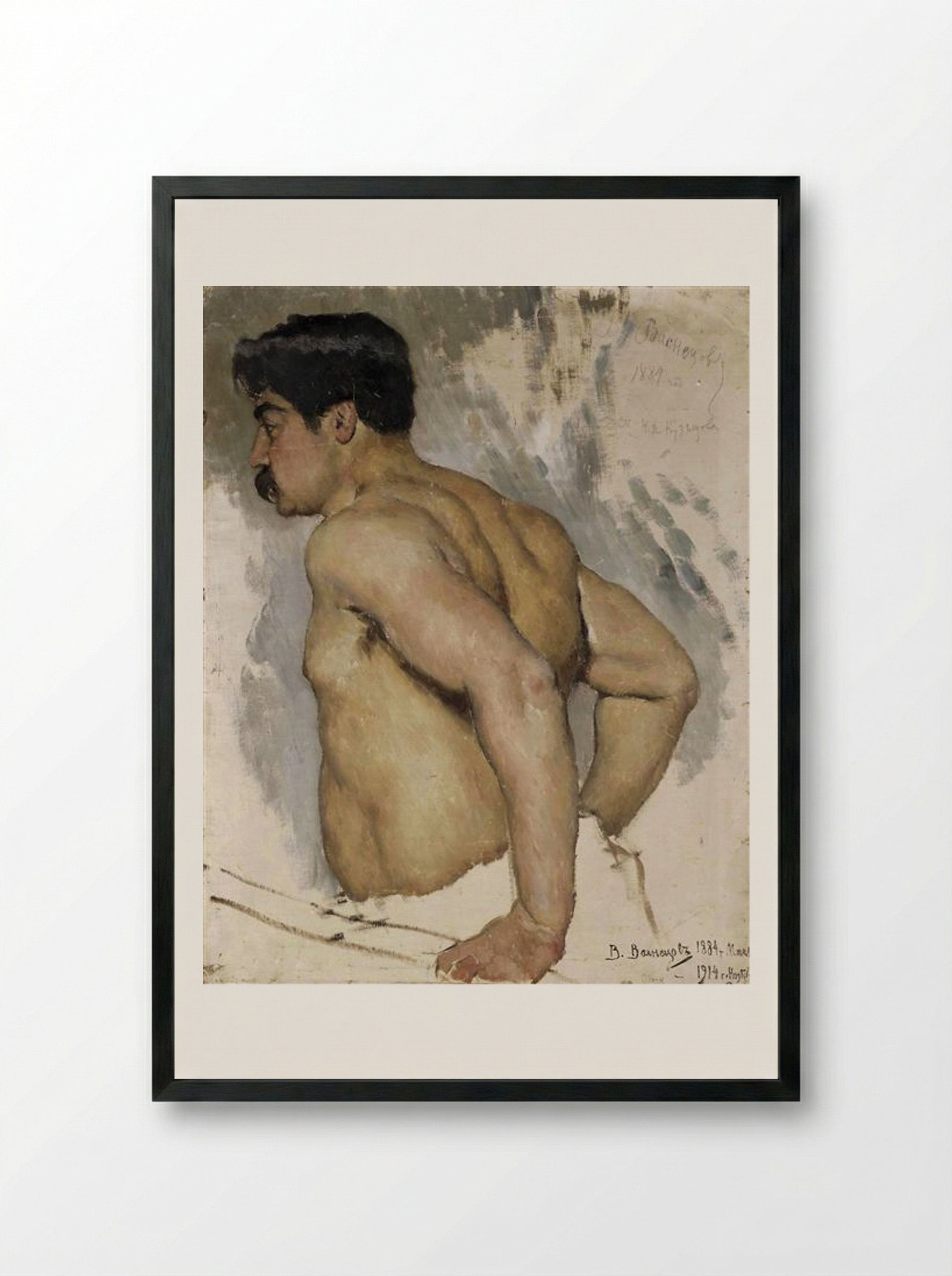 Portrait of the artist Nikolai Kuznetsov - Viktor Vasnetsov - Framed Print Black