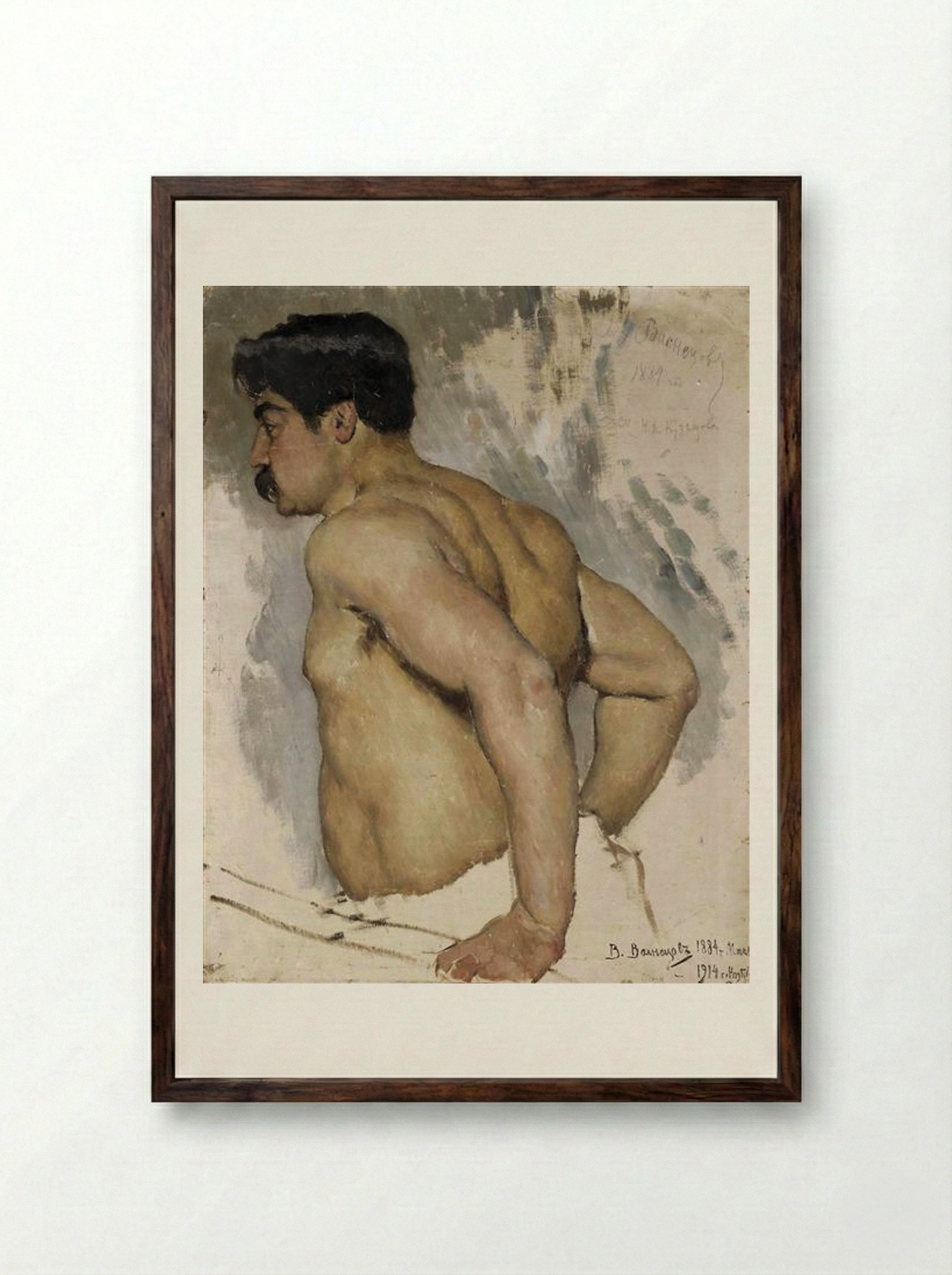 Portrait of the artist Nikolai Kuznetsov - Viktor Vasnetsov - Framed Print Dark Wood