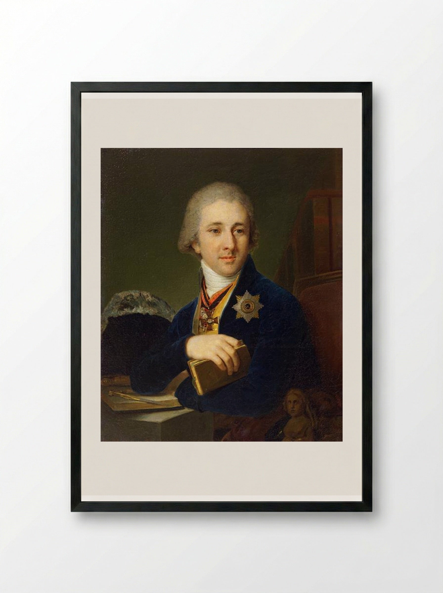 Portrait of the author Alexander Labsin - Vladimir Borovikovsky - Framed Print Black