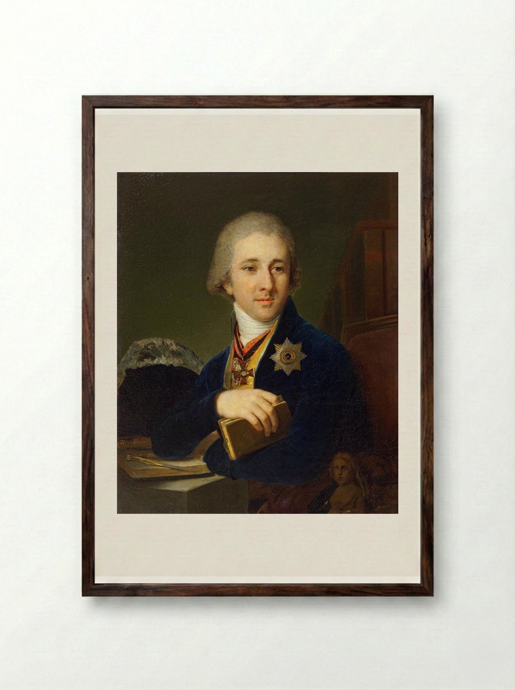 Portrait of the author Alexander Labsin - Vladimir Borovikovsky - Framed Print Dark Wood