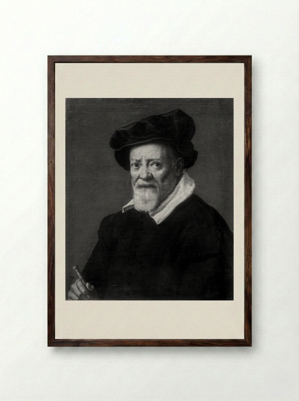 Portrait of the building master Vincenzo Scamozzi - Domenichino - Framed Print Dark Wood