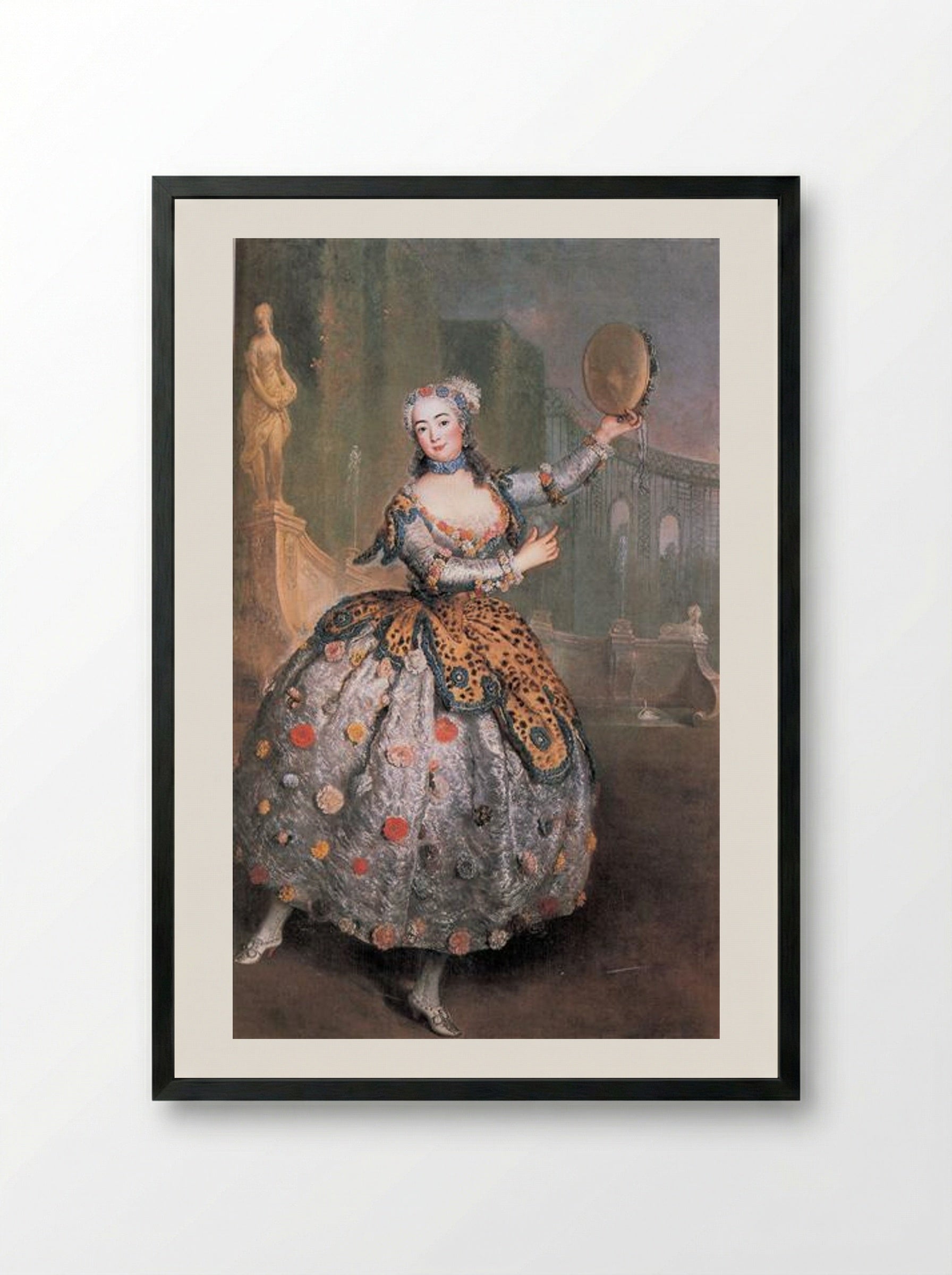 Portrait of the dancer Barbara Campanini, known as La Barbarina - Antoine Pesne - Framed Print Black