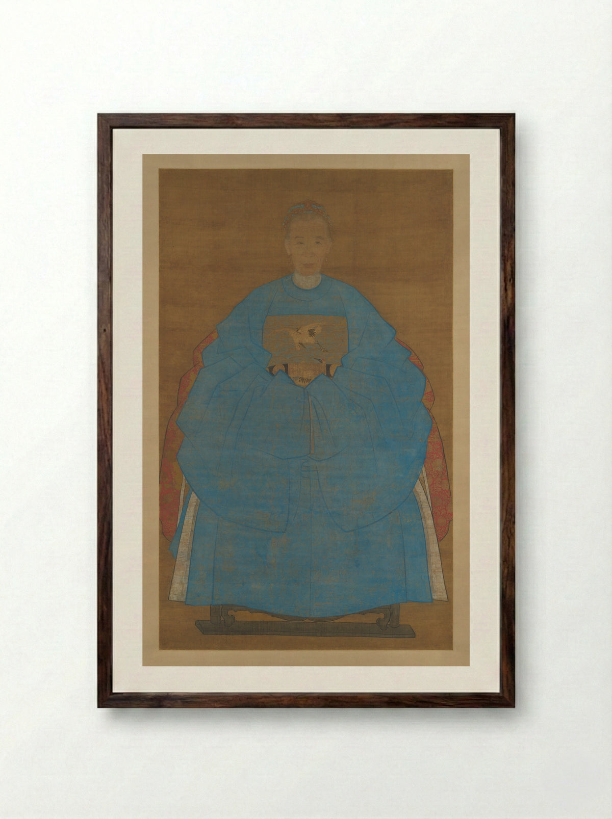 Portrait of the wife of Yizhai - Ruan Zude - Framed Print Dark Wood