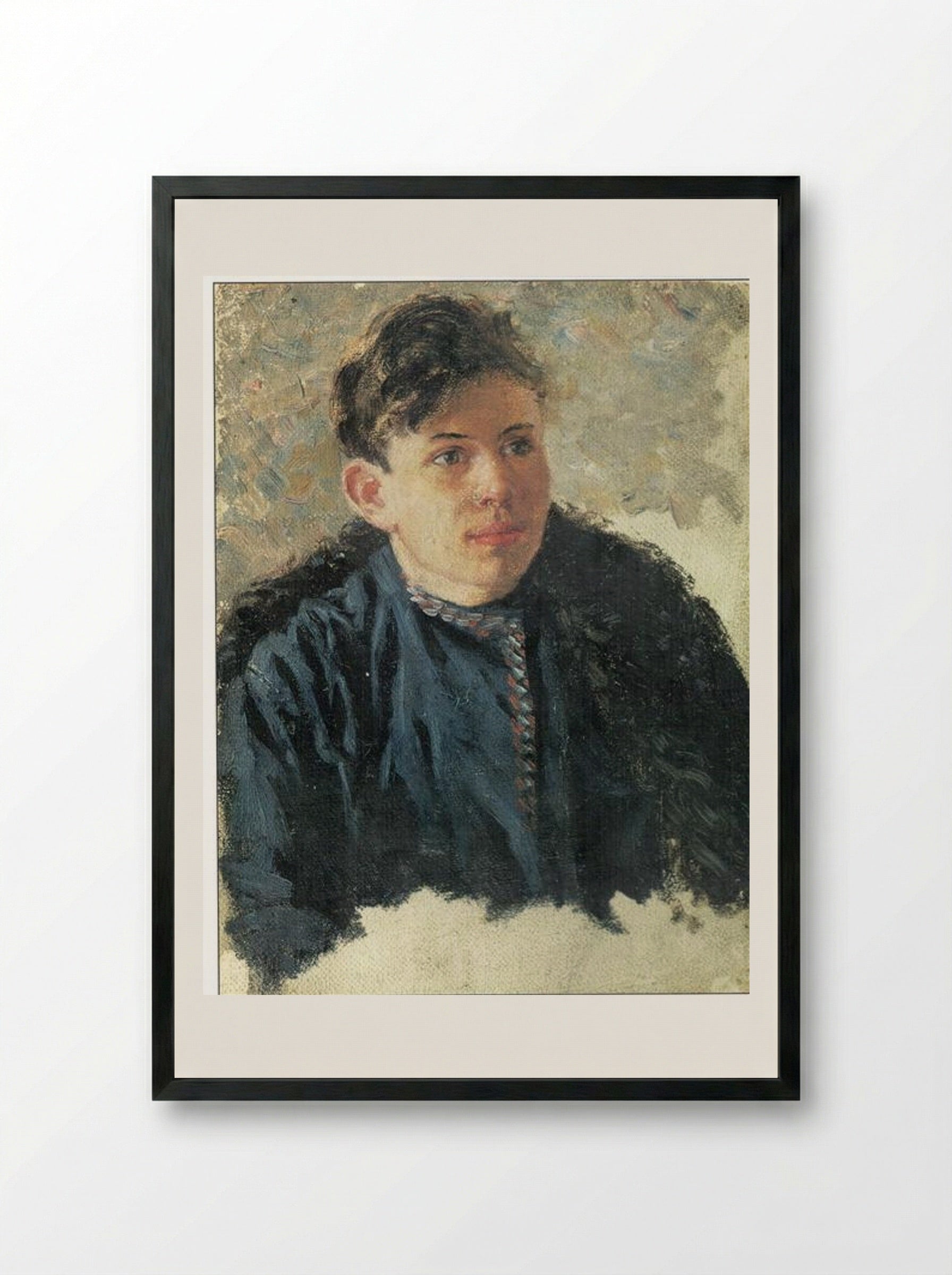 Portrait of young Leonid Chernyshev - Vasily Surikov - Framed Print Black