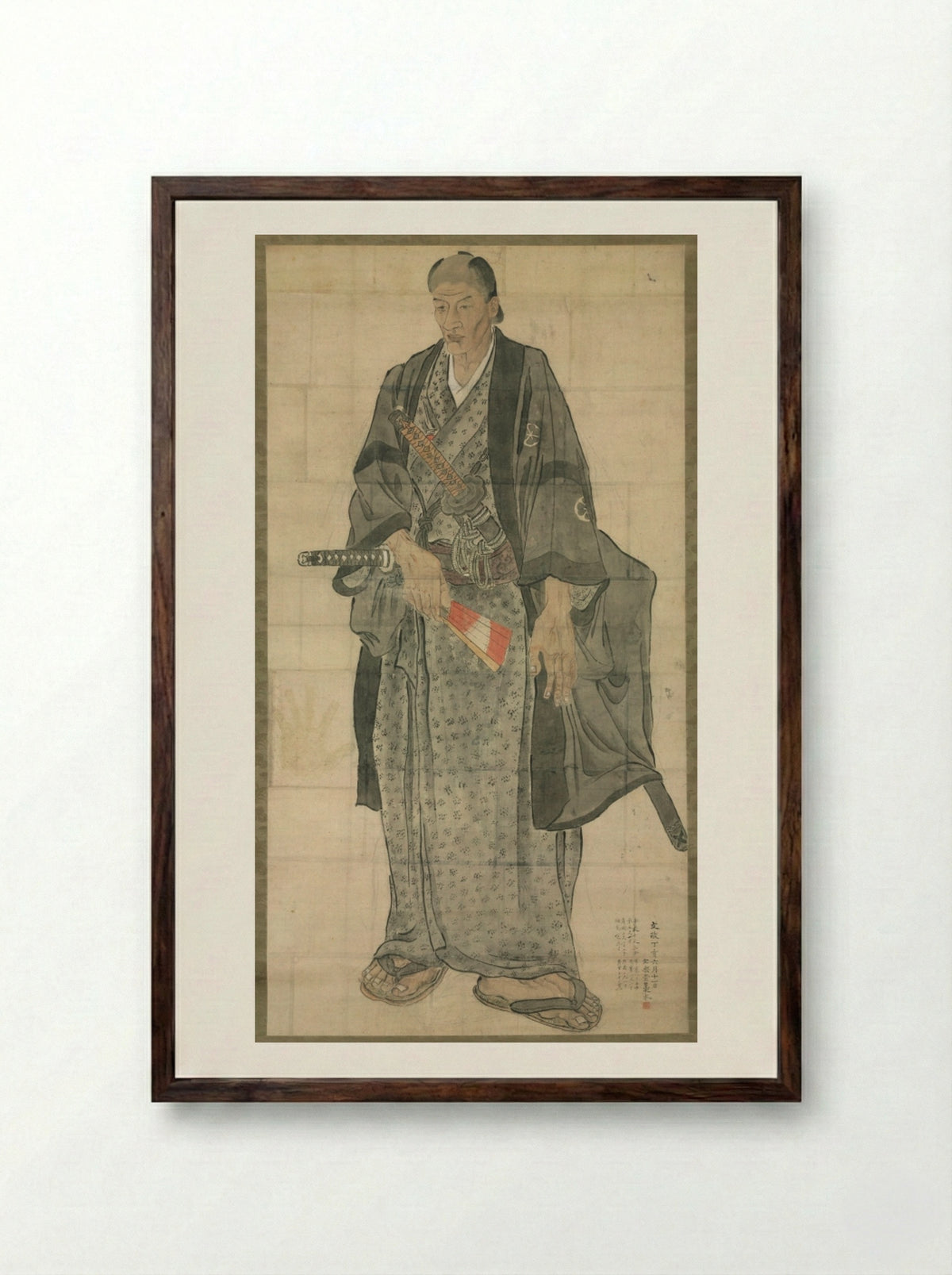 Portrait of Ōzora Buzaemon - Watanabe Kazan - Framed Print Dark Wood