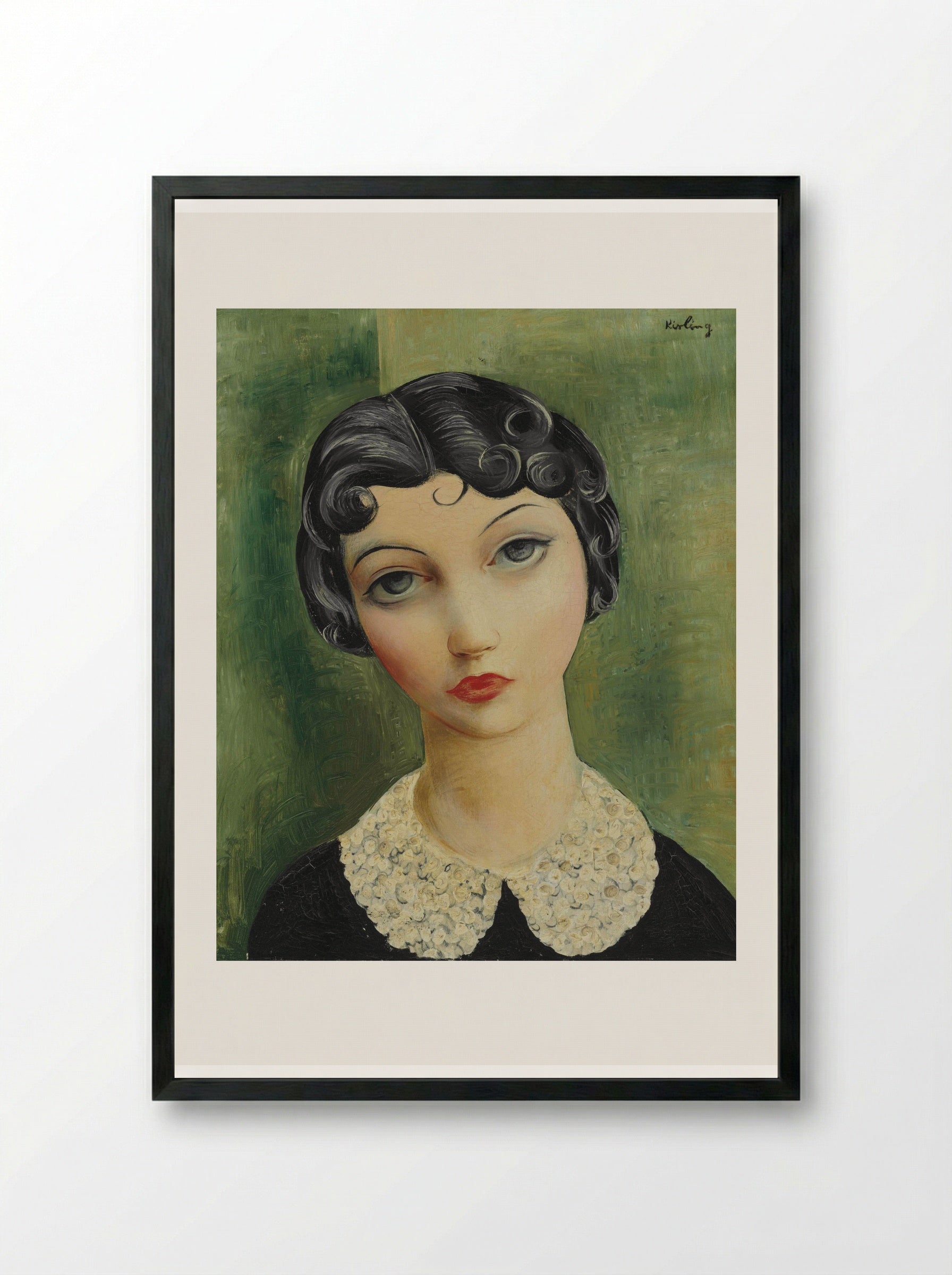 Portrait with a Collar - Moïse Kisling - Framed Print Black