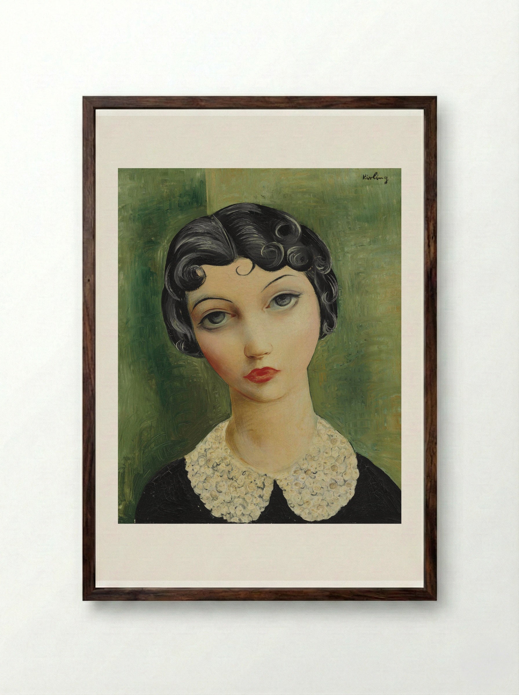 Portrait with a Collar - Moïse Kisling - Framed Print Dark Wood