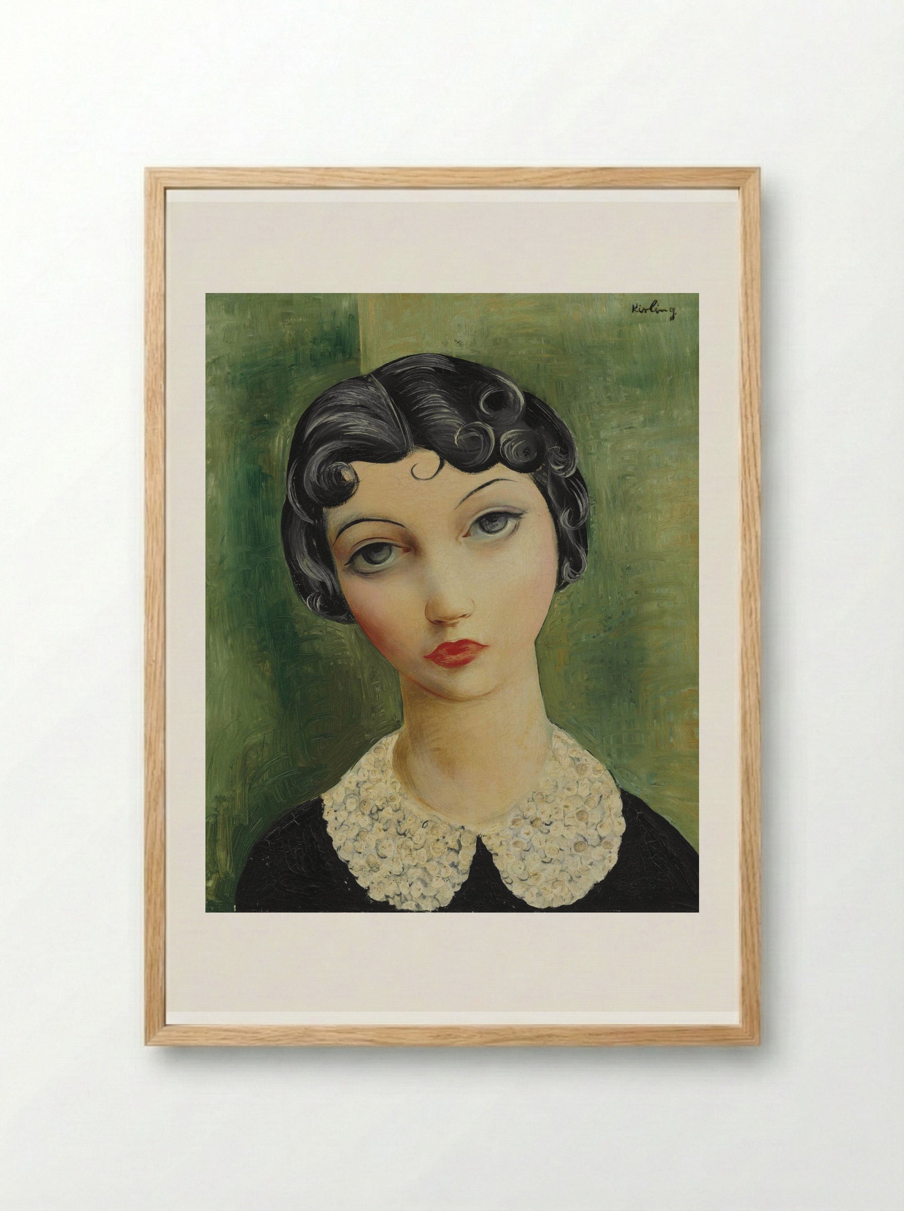 Portrait with a Collar - Moïse Kisling - Framed Print Wood