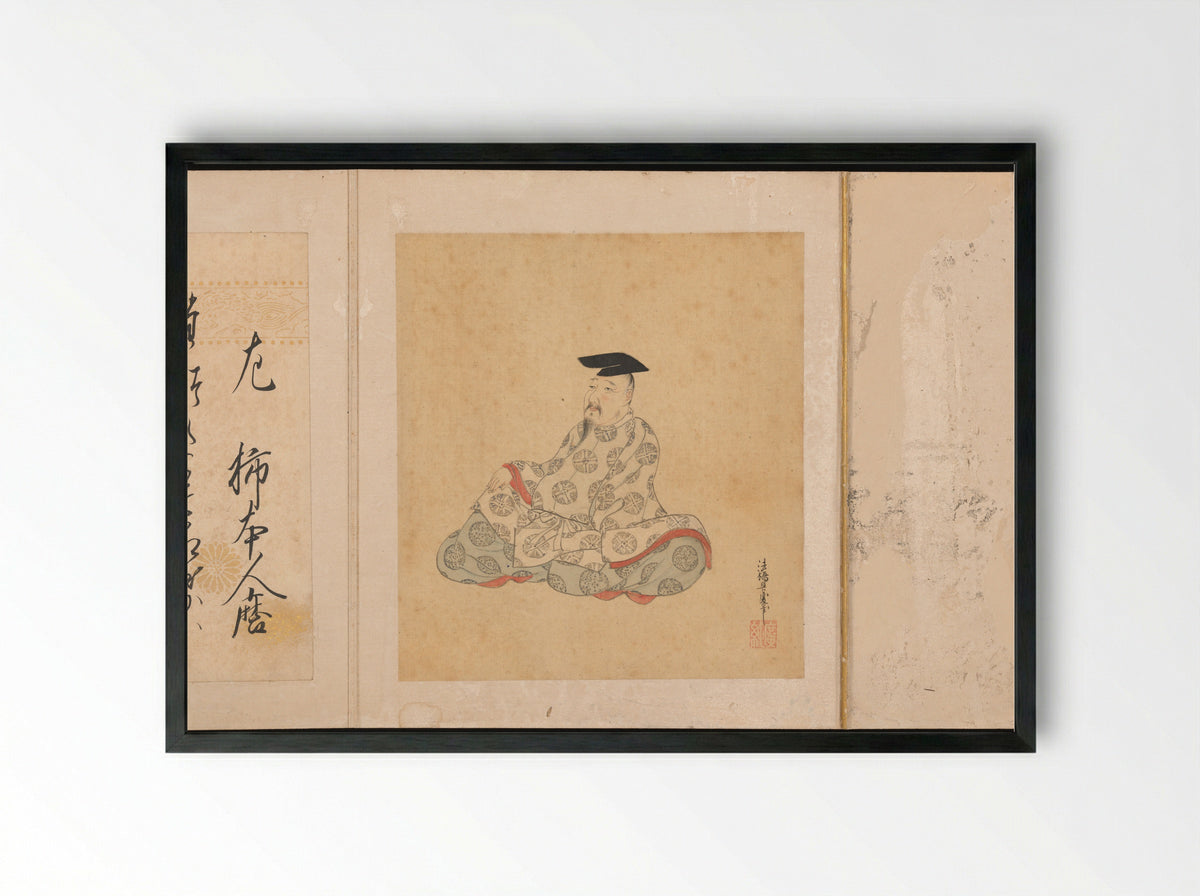 Portraits and Poems of the Thirty-six Poetic Immortals - Sumiyoshi Gukei - Framed Print Black