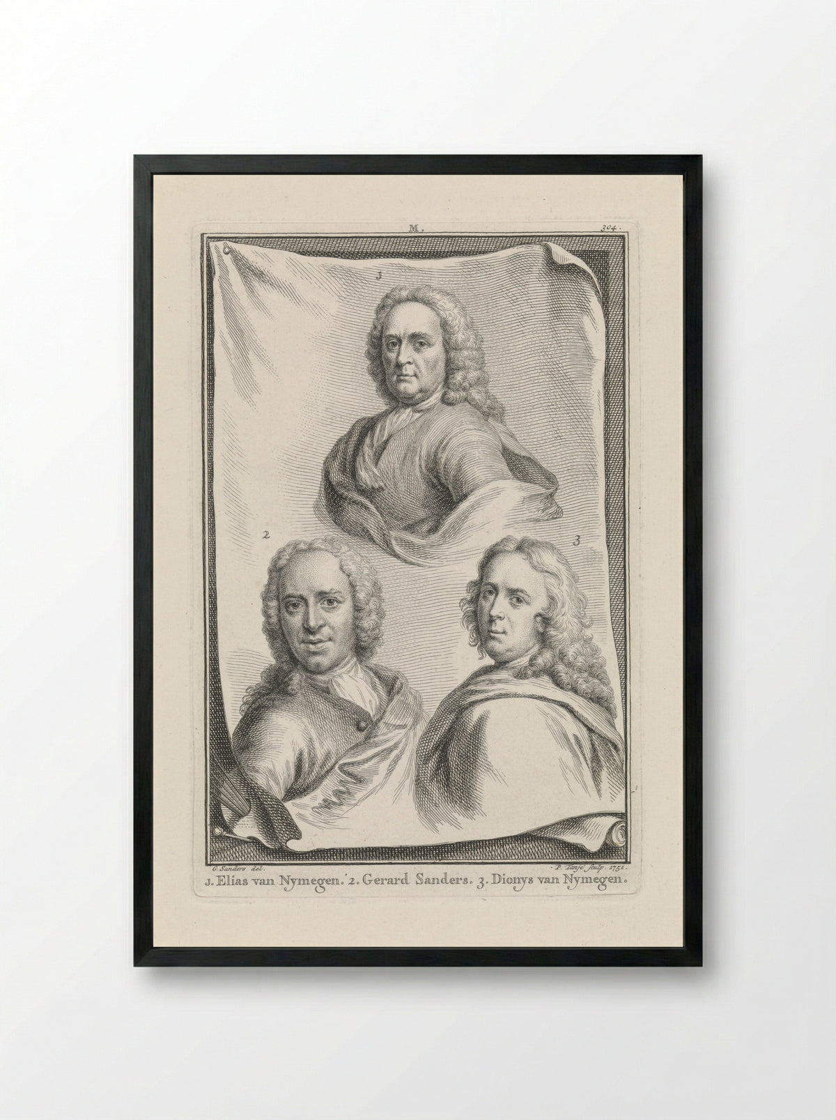 Portraits of Elias van Nymegen, Gerard Sanders, and Dionys van Nymegen - Gerard Sanders - Framed Print Black