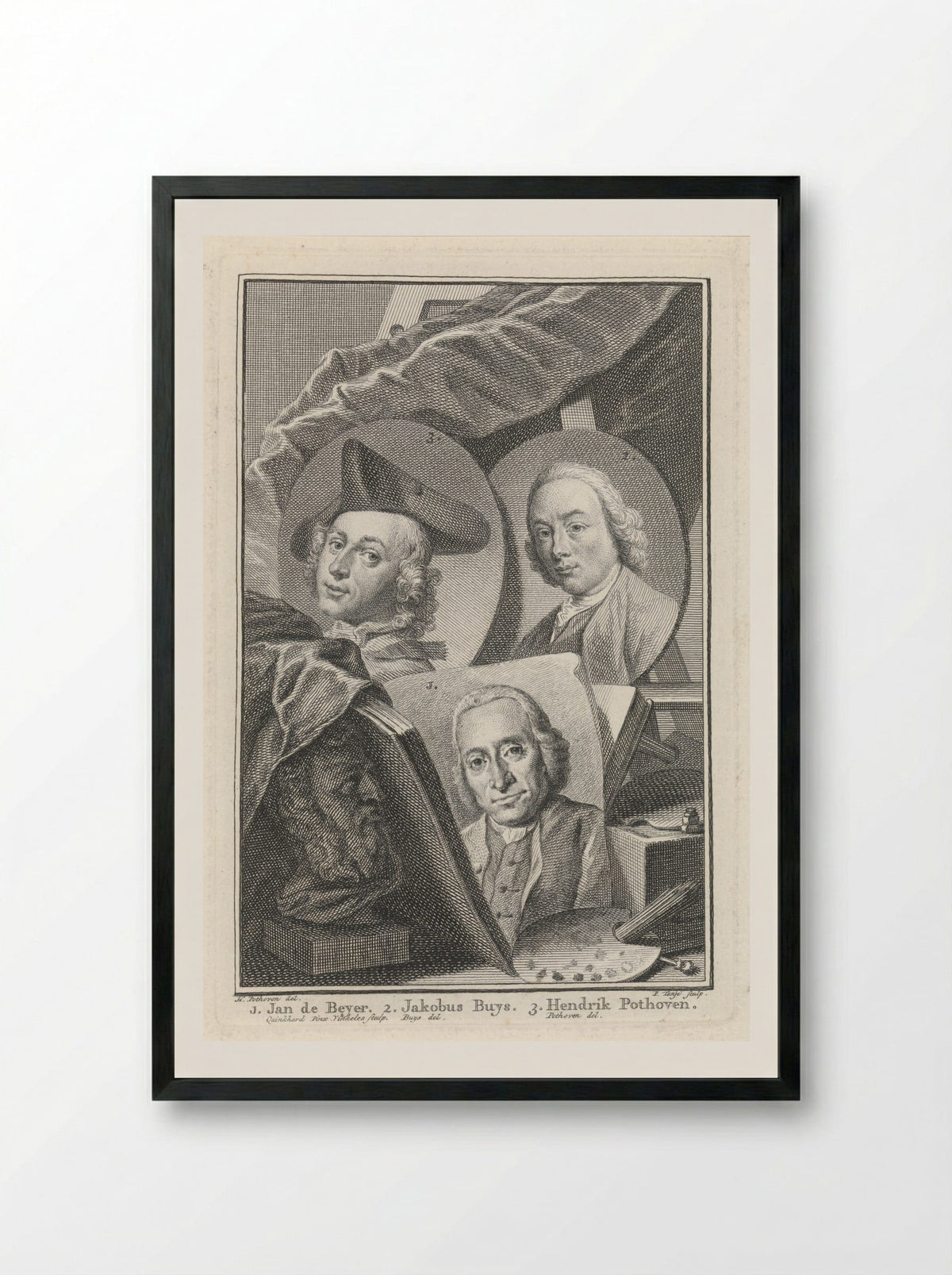 Portraits of Jan de Beyer, Jacobus Buys, and Hendrik Pothoven - Jacobus Buys - Framed Print Black