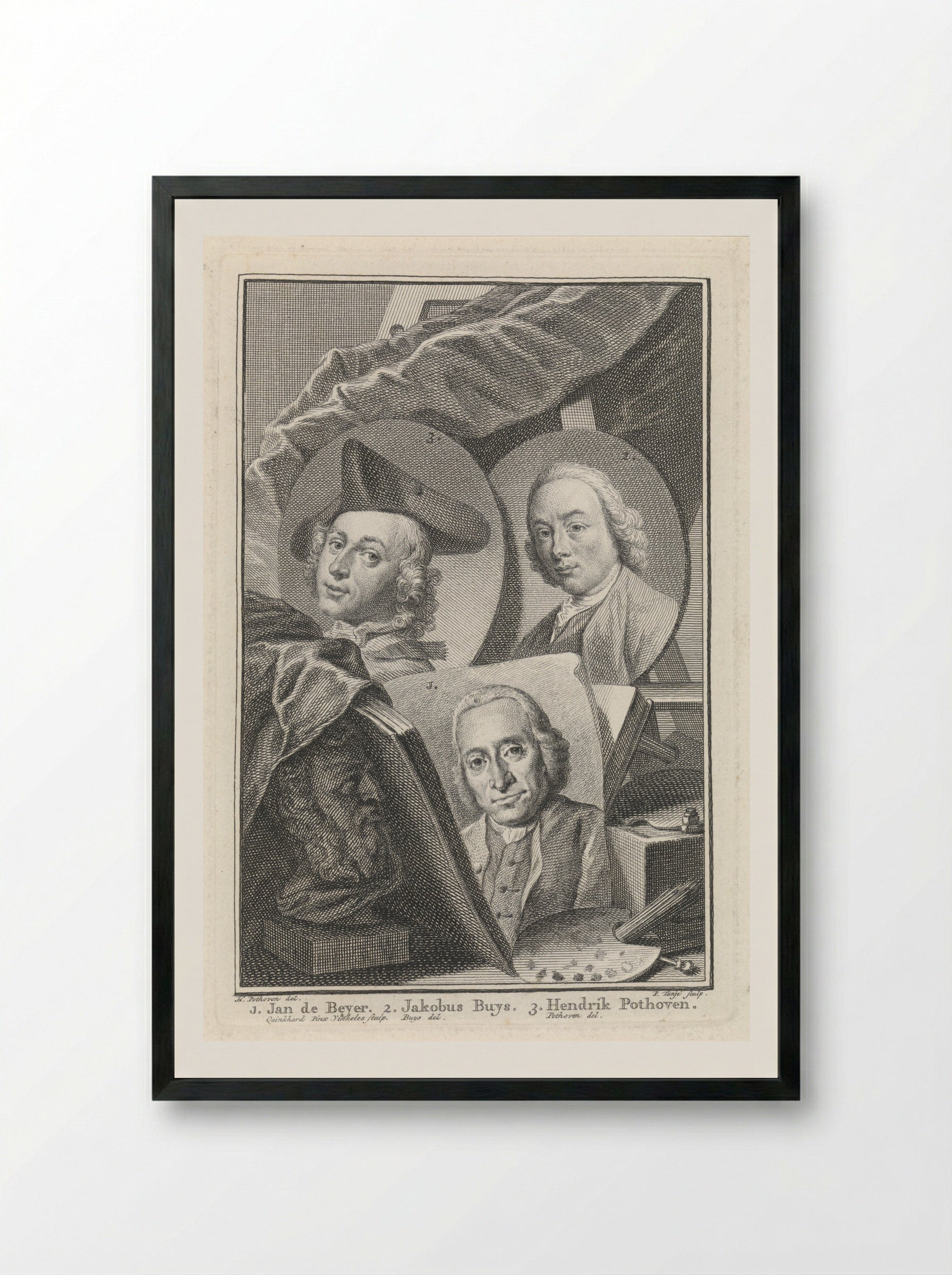 Portraits of Jan de Beyer, Jacobus Buys, and Hendrik Pothoven - Jacobus Buys - Framed Print Black