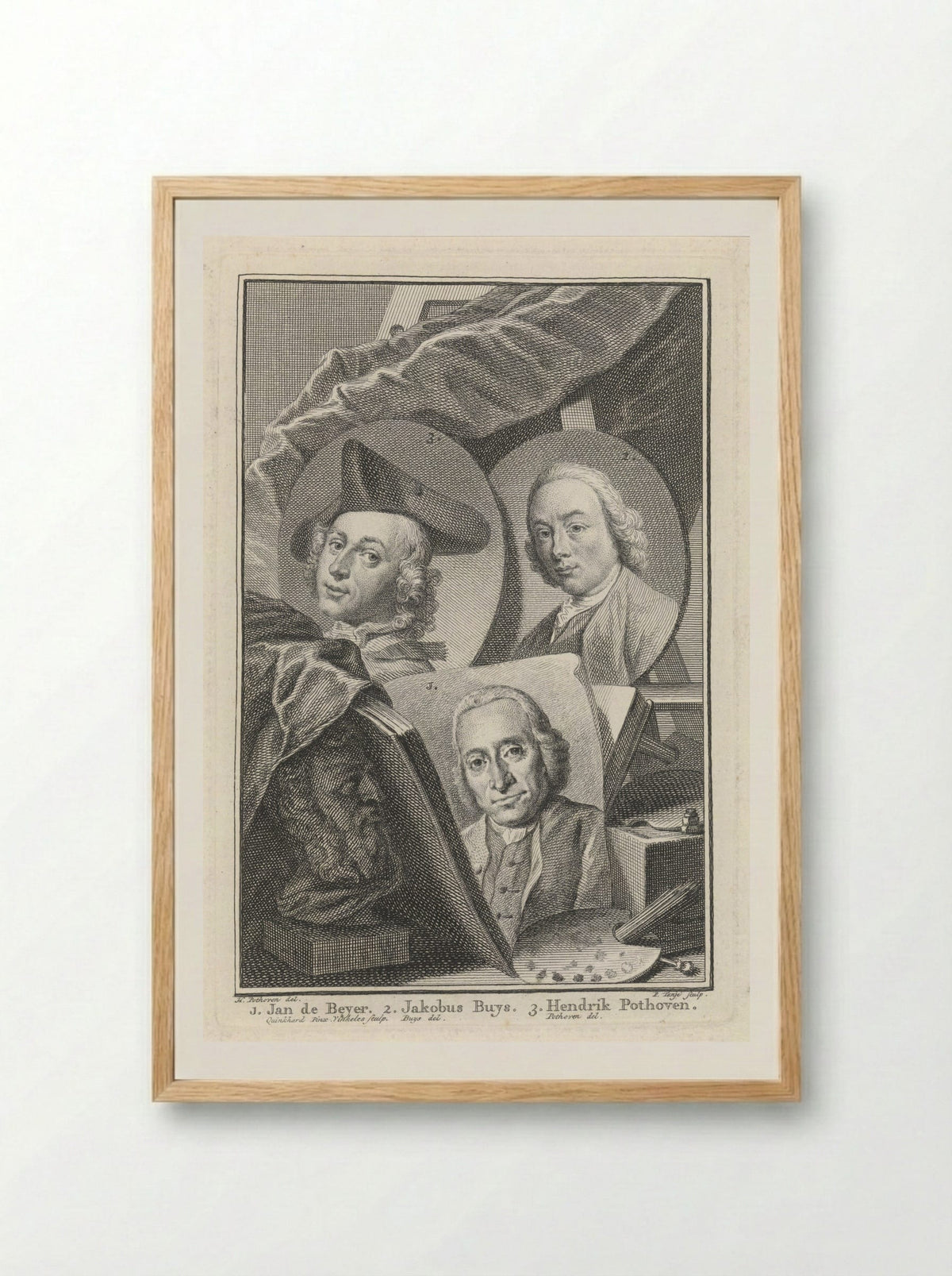 Portraits of Jan de Beyer, Jacobus Buys, and Hendrik Pothoven - Jacobus Buys - Framed Print Wood