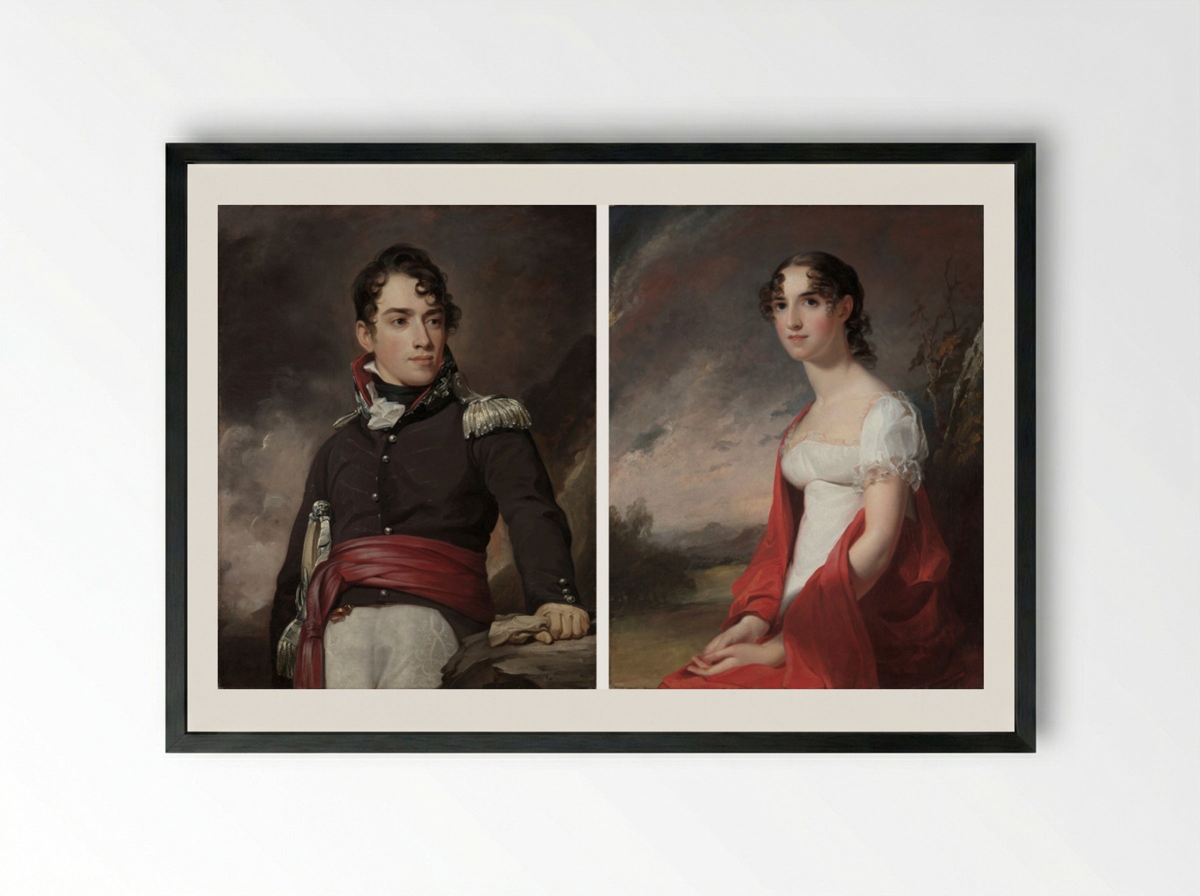 Portraits of Jean Terford David and Mary Sicard David - Thomas Sully - Framed Print Black