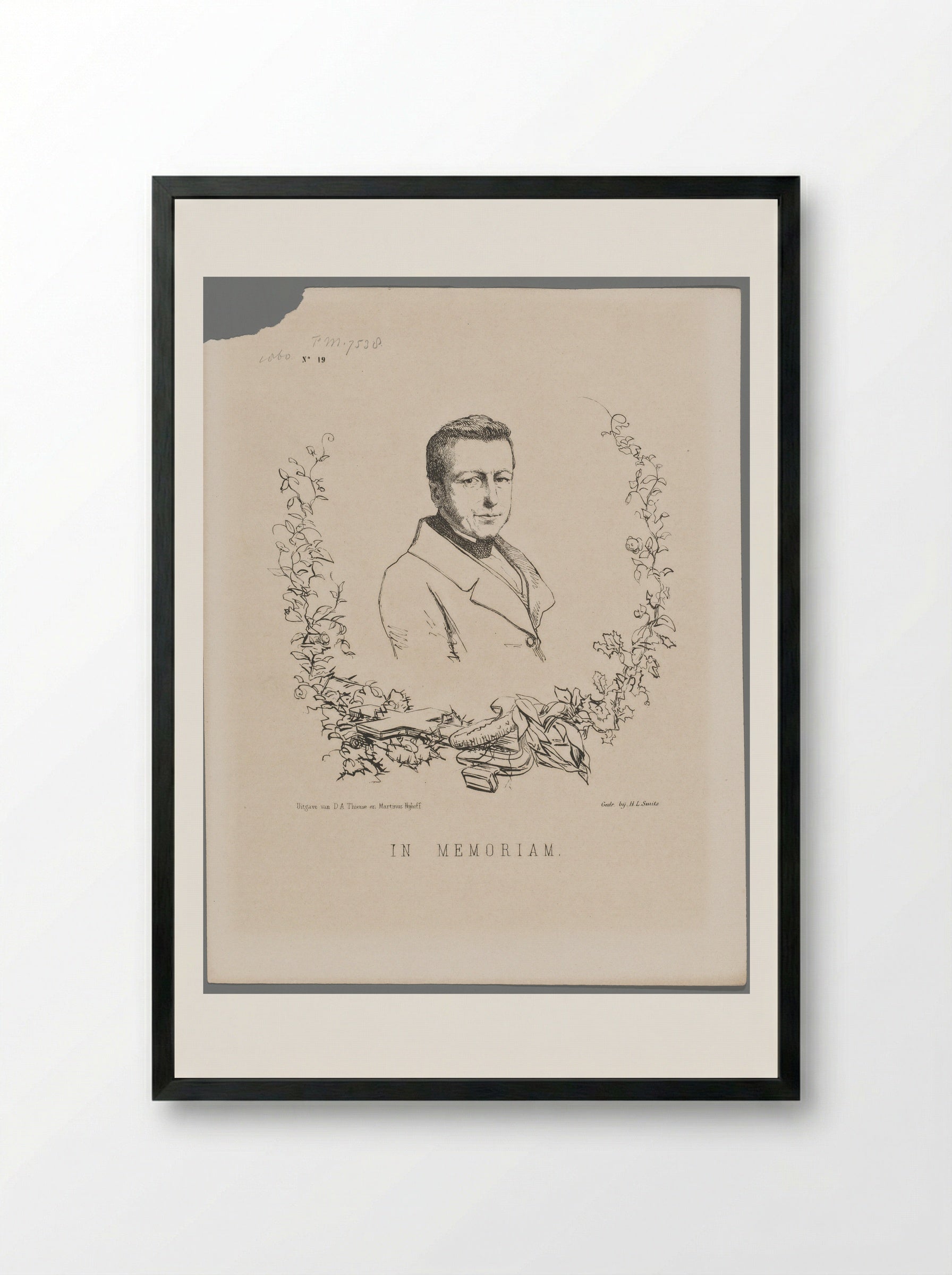 Portret in memoriam van Isaac da Costa - Johan Michaël Schmidt Crans - Framed Print Black