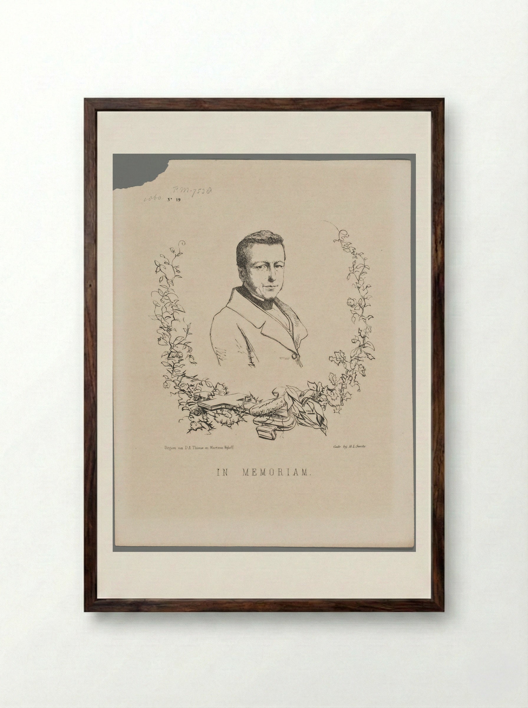 Portret in memoriam van Isaac da Costa - Johan Michaël Schmidt Crans - Framed Print Dark Wood