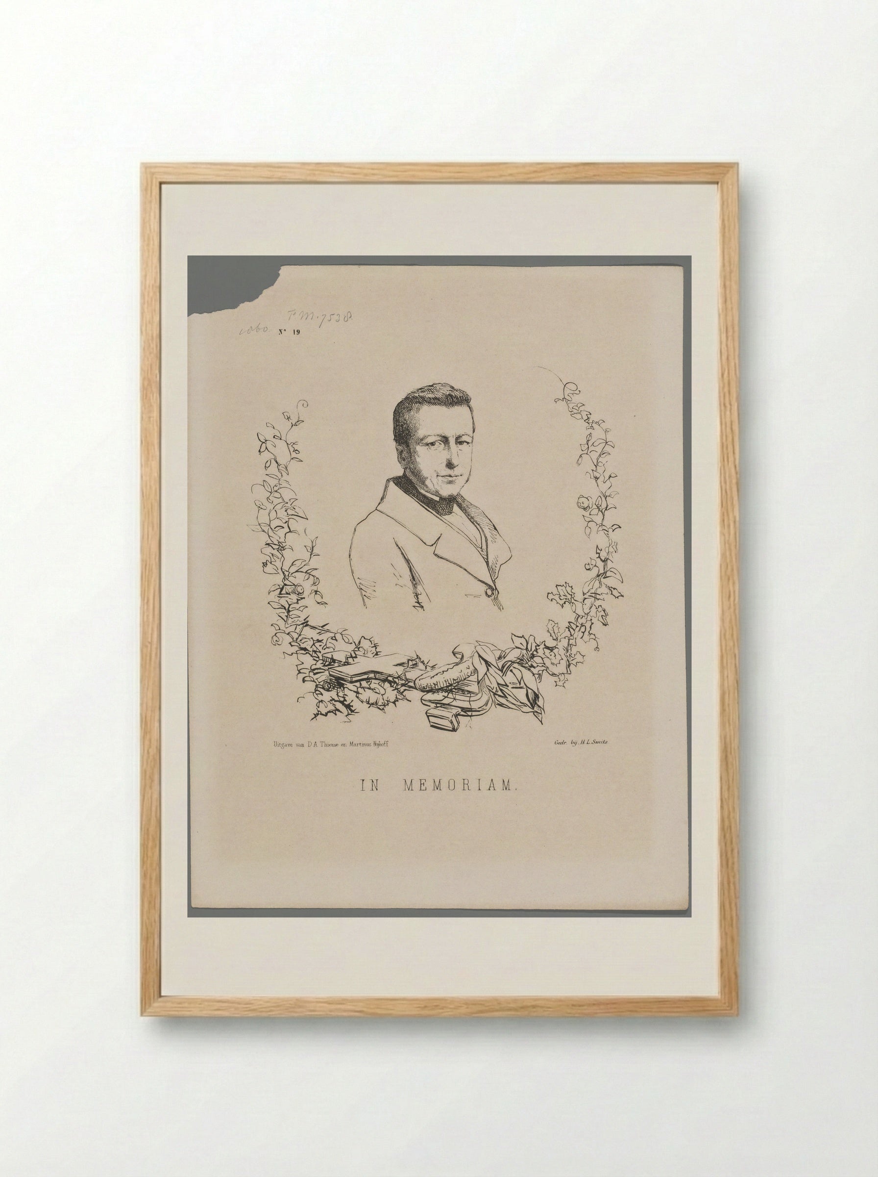 Portret in memoriam van Isaac da Costa - Johan Michaël Schmidt Crans - Framed Print Wood