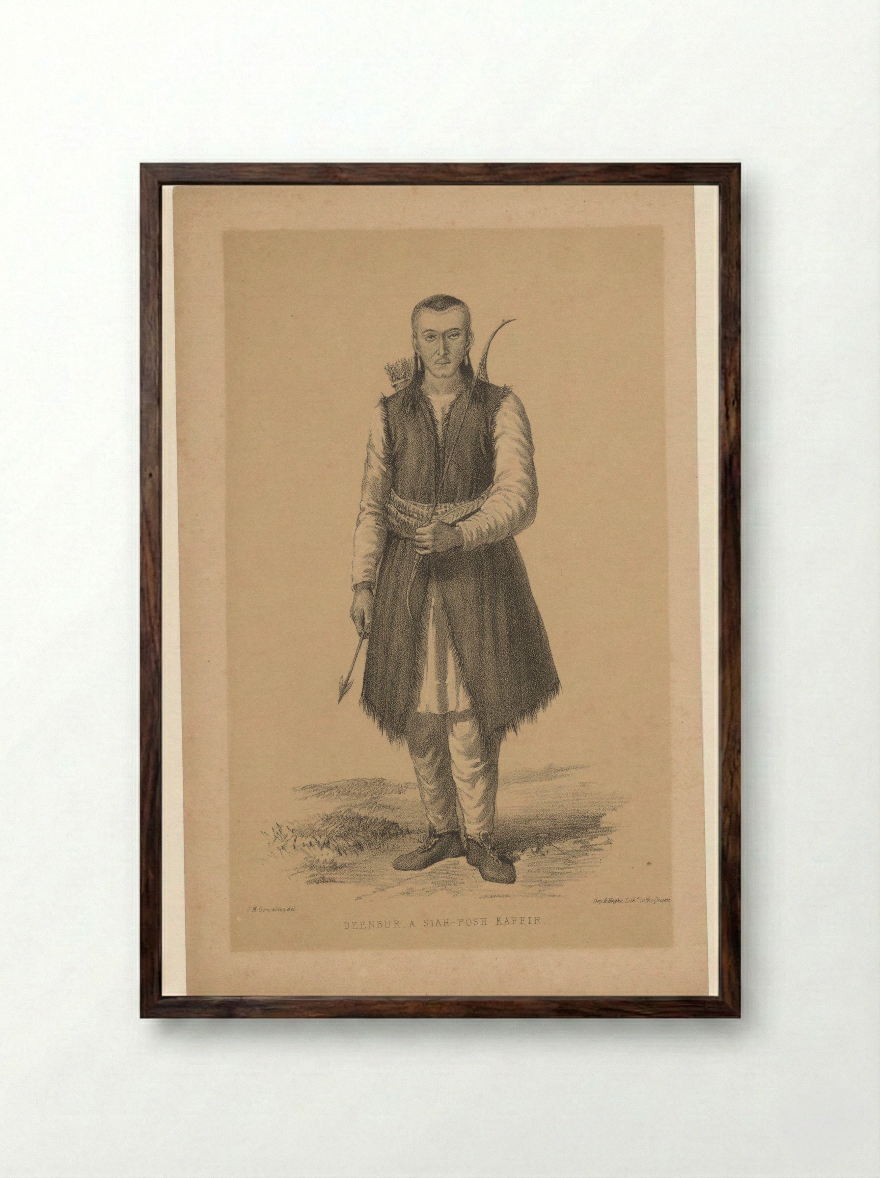 Portret van A Siah-Posh Kaffir Deenbur - John Murray - Framed Print Dark Wood