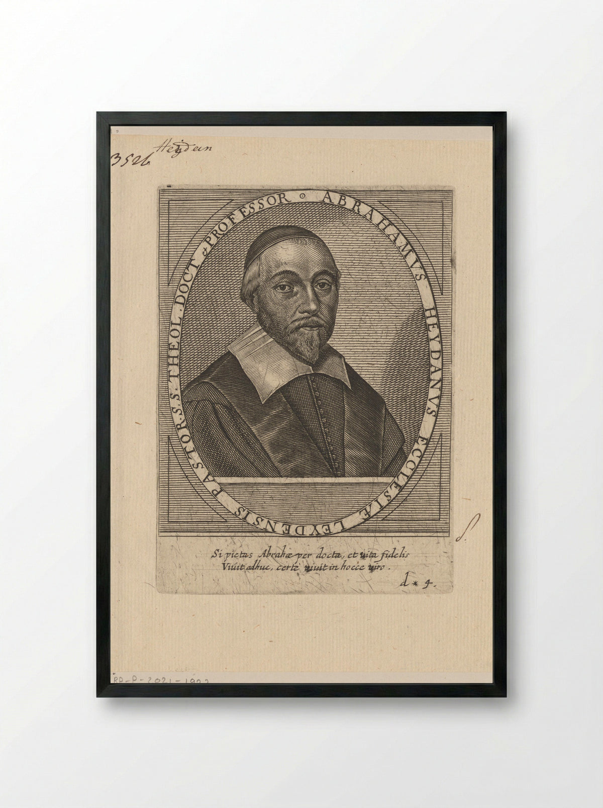 Portret van Abraham Heidanus - Johannes Ammon - Framed Print Black